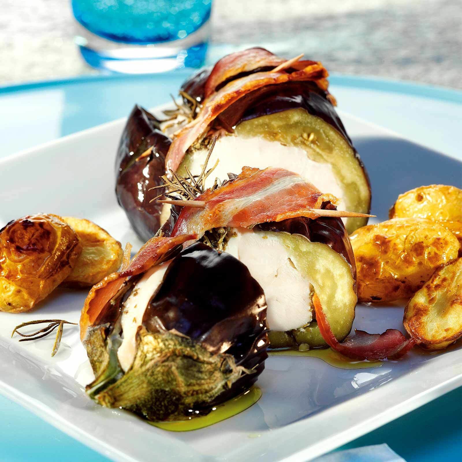 Aubergines farcies au poulet