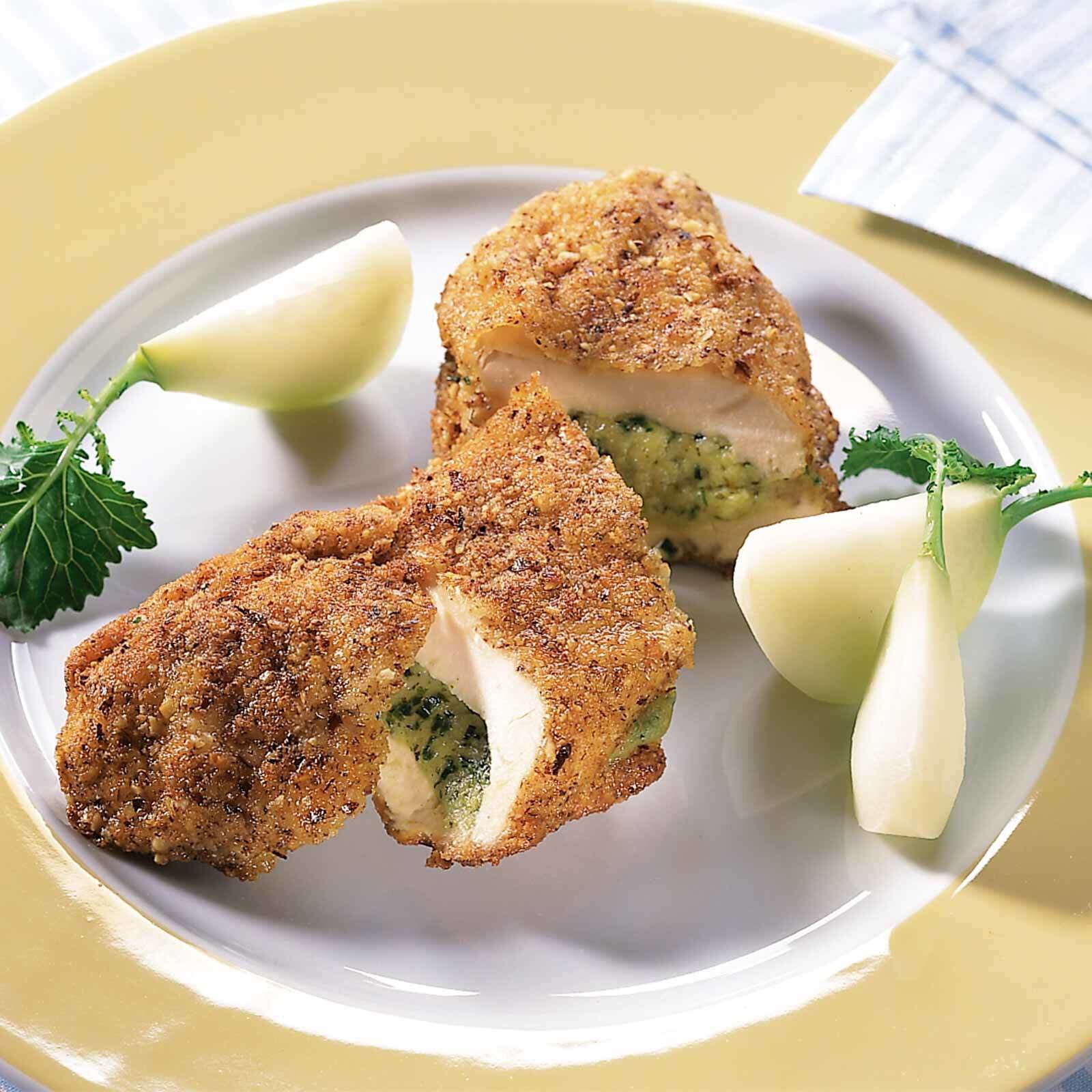 Poulet-Cordon-bleu mit Kräuterfüllung