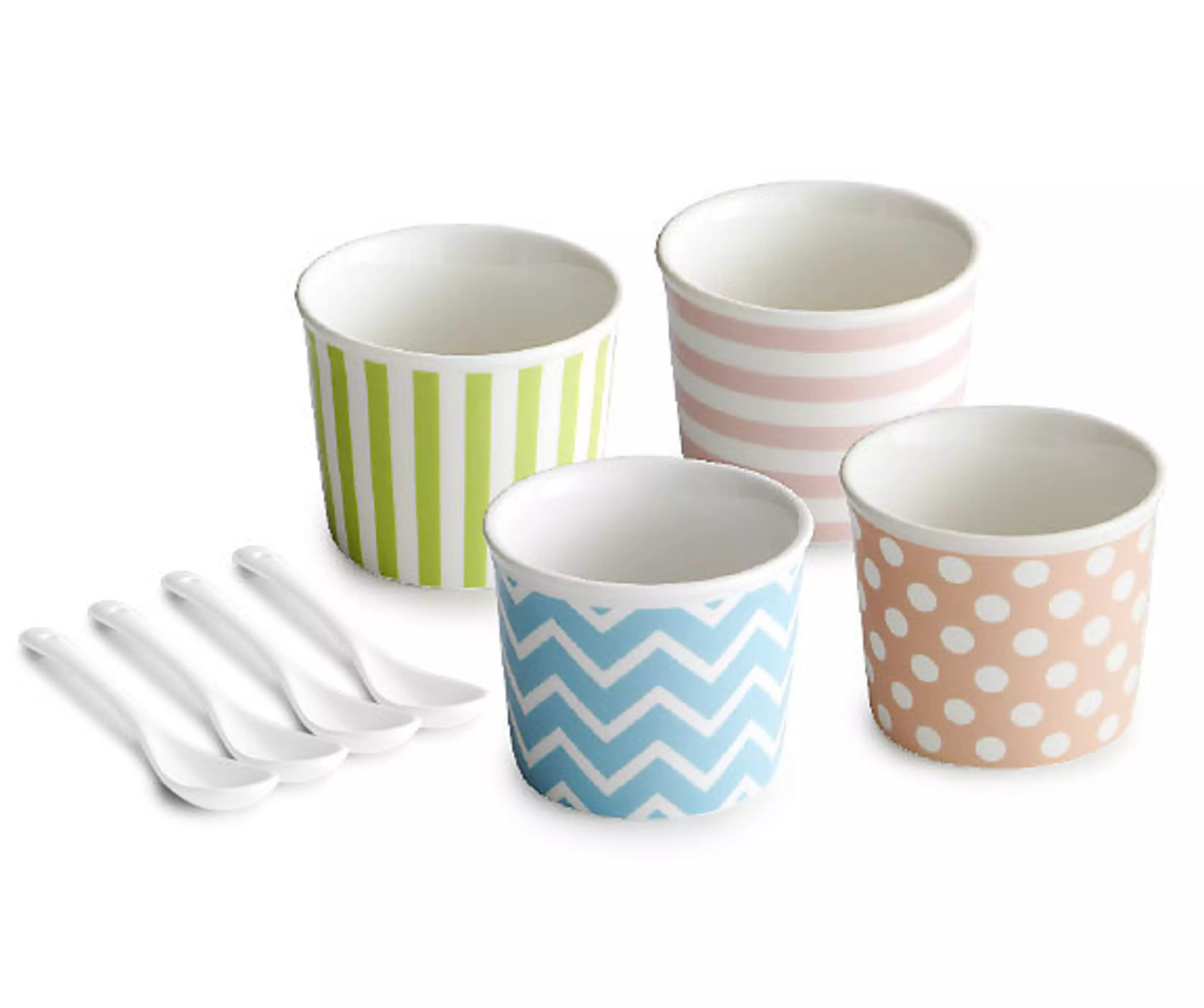 Glacebecher inkl. Löffel, Porzellan - 4er-Set