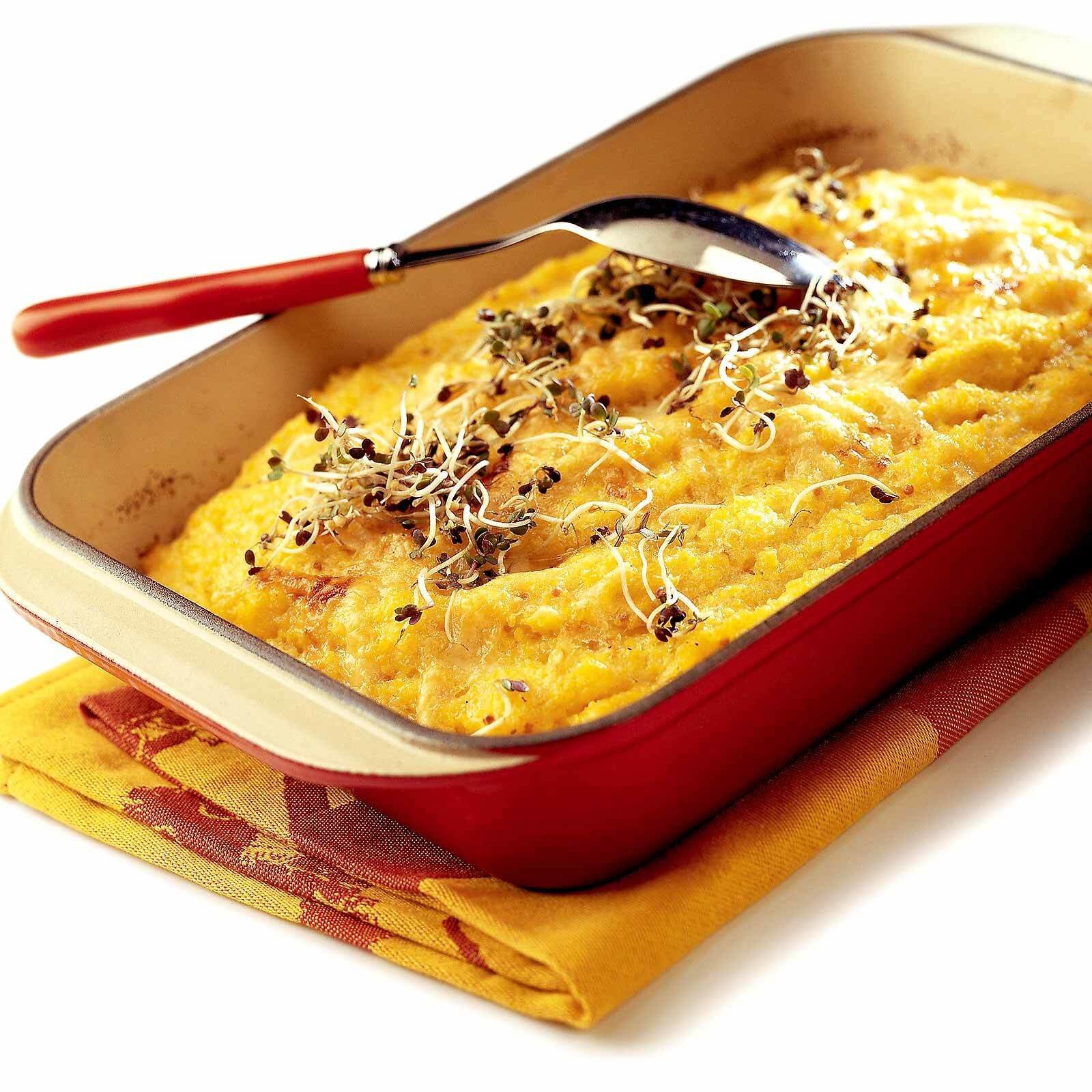 Senfpolenta mit Sprossen