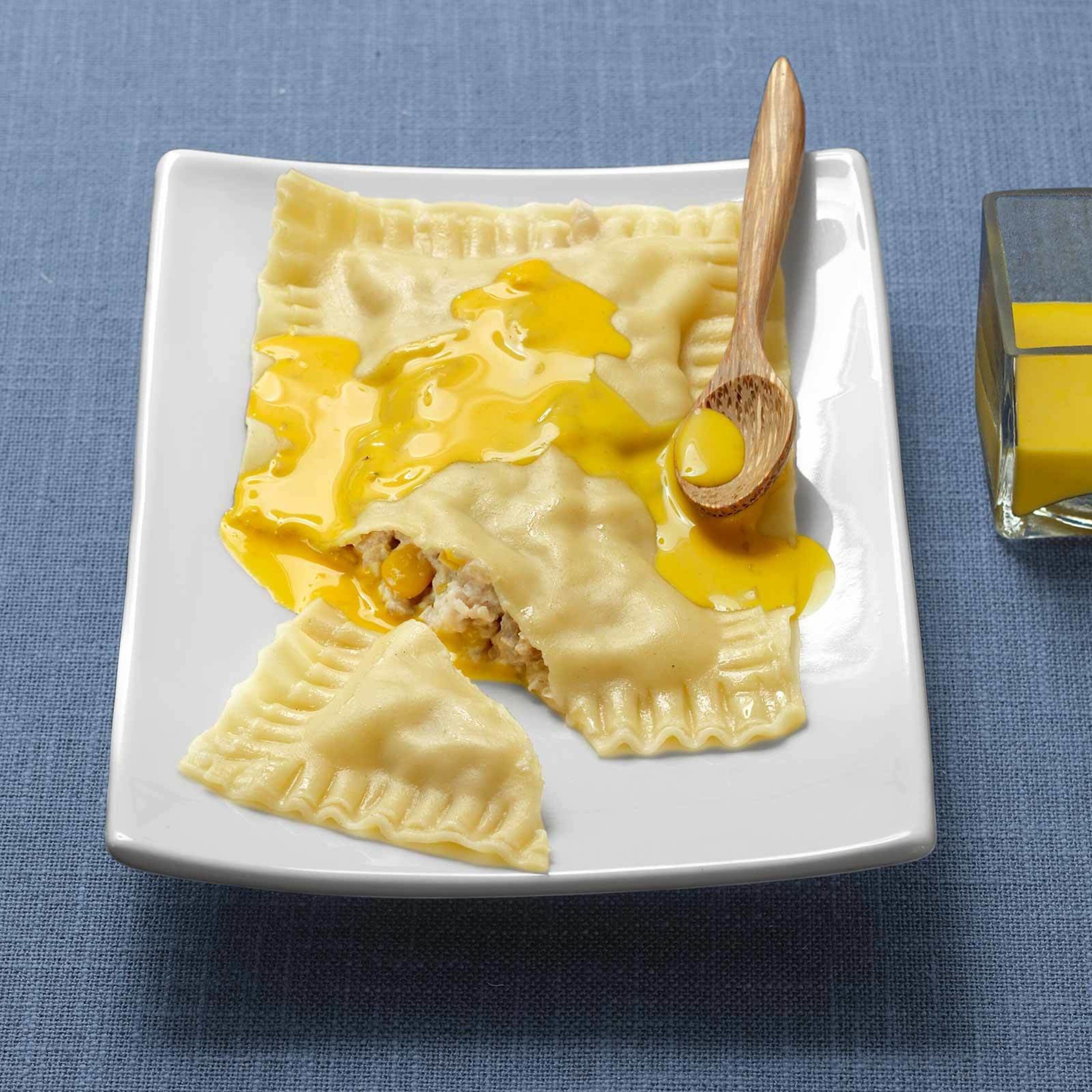 Raviole sauce safran