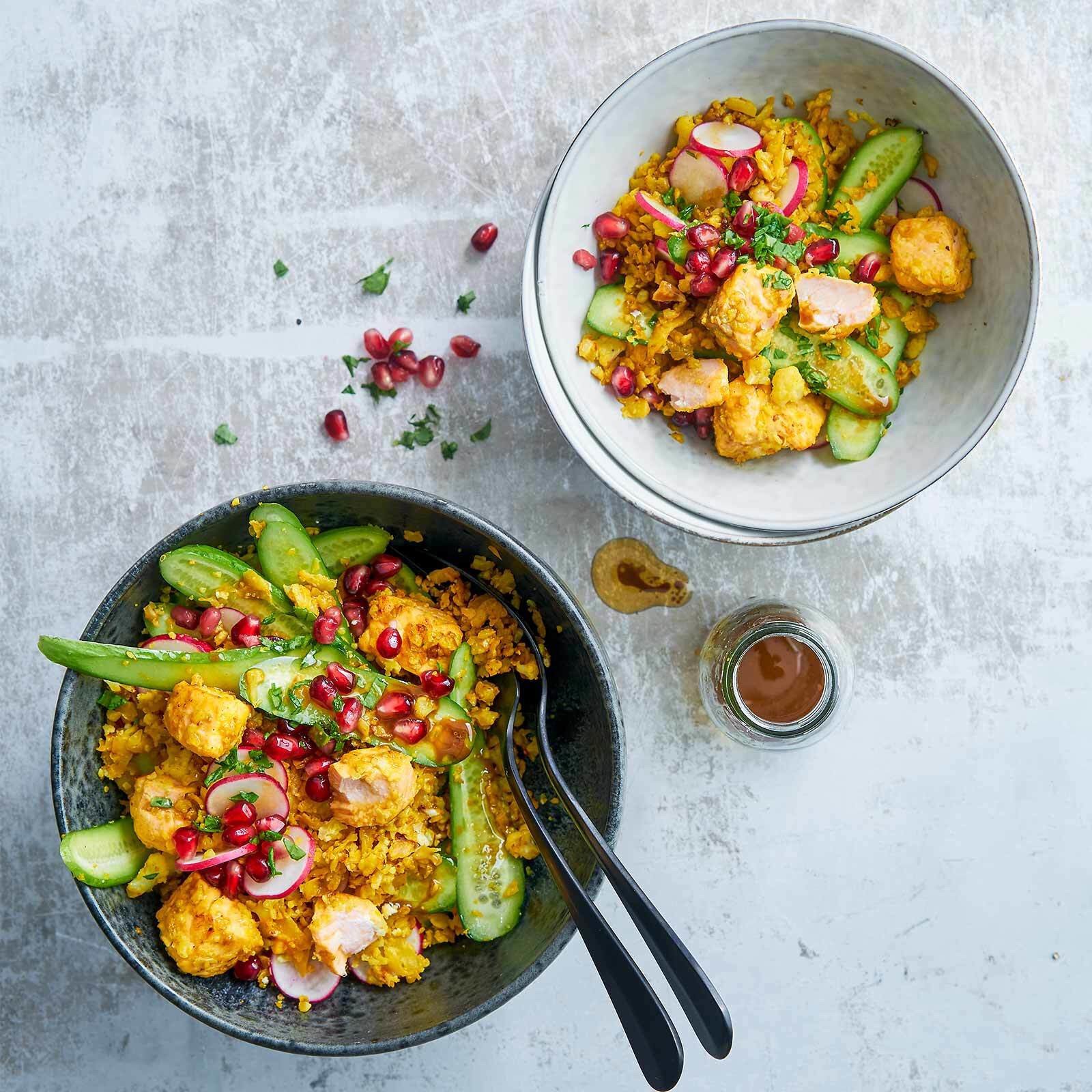 «Couscous» de chou-fleur au saumon