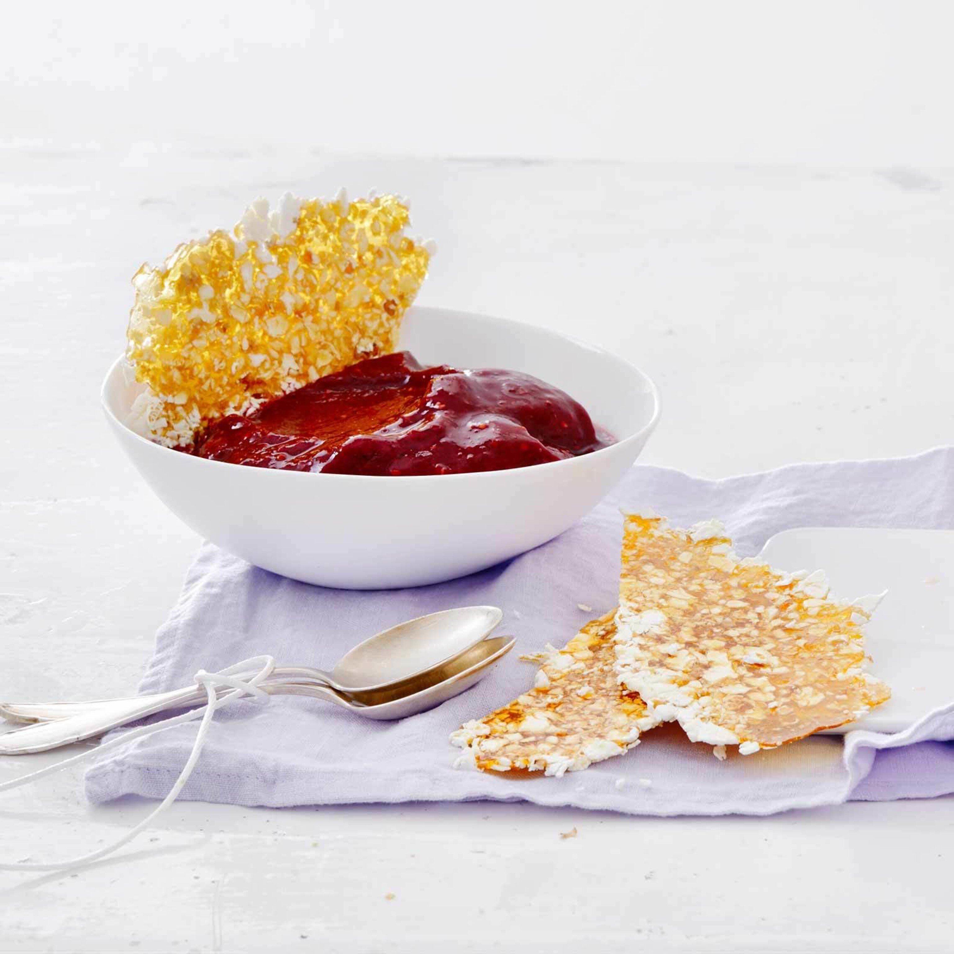Blitz-Sorbet mit Popcorn-Crackern
