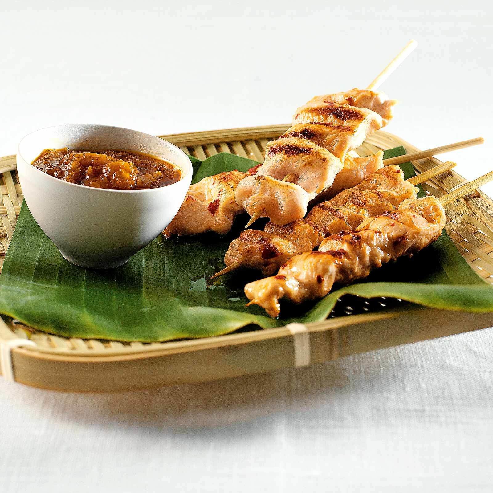 Poulet-Satay mit Honig-Chili-Marinade