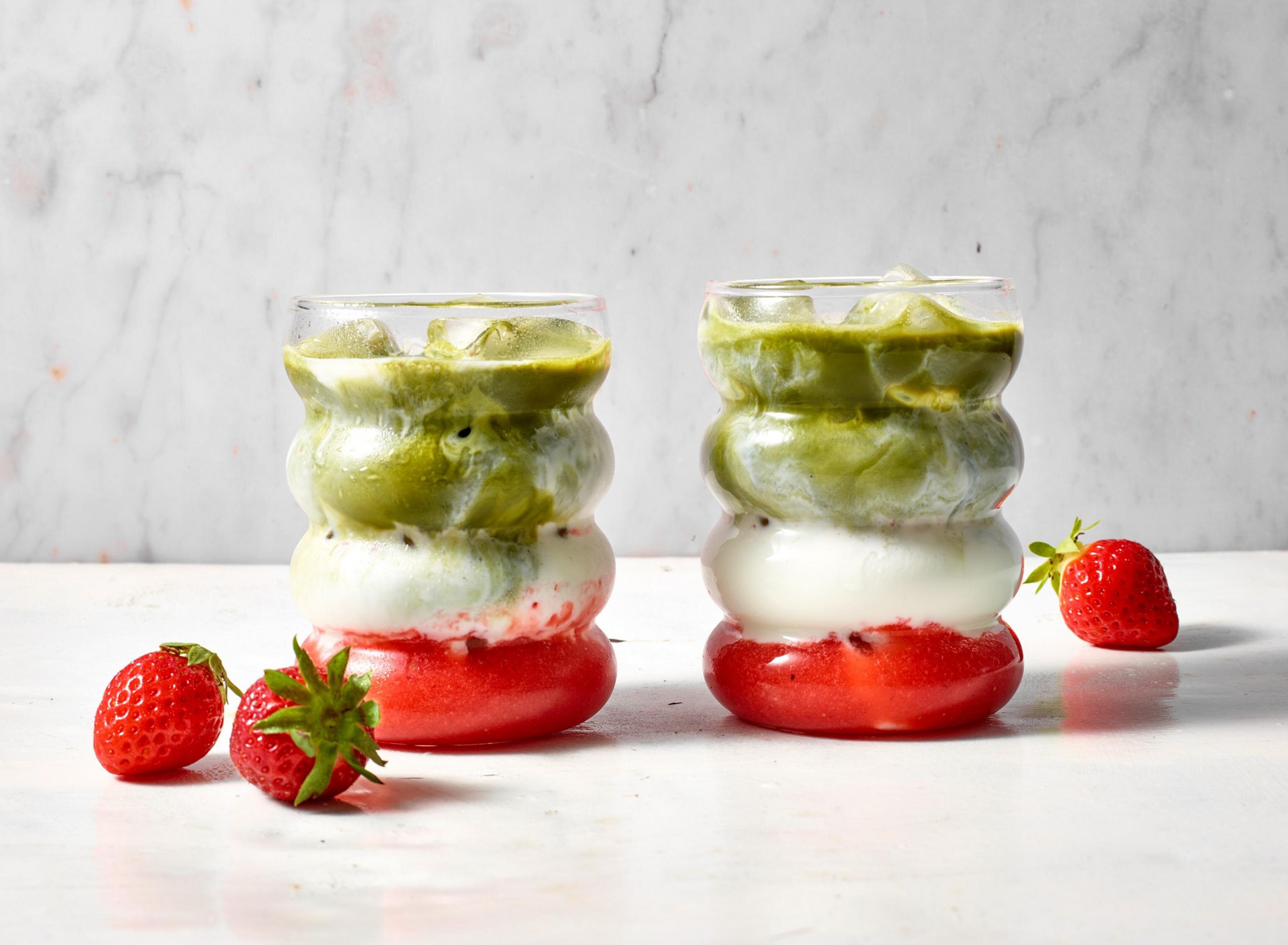 Matcha latte aux fraises