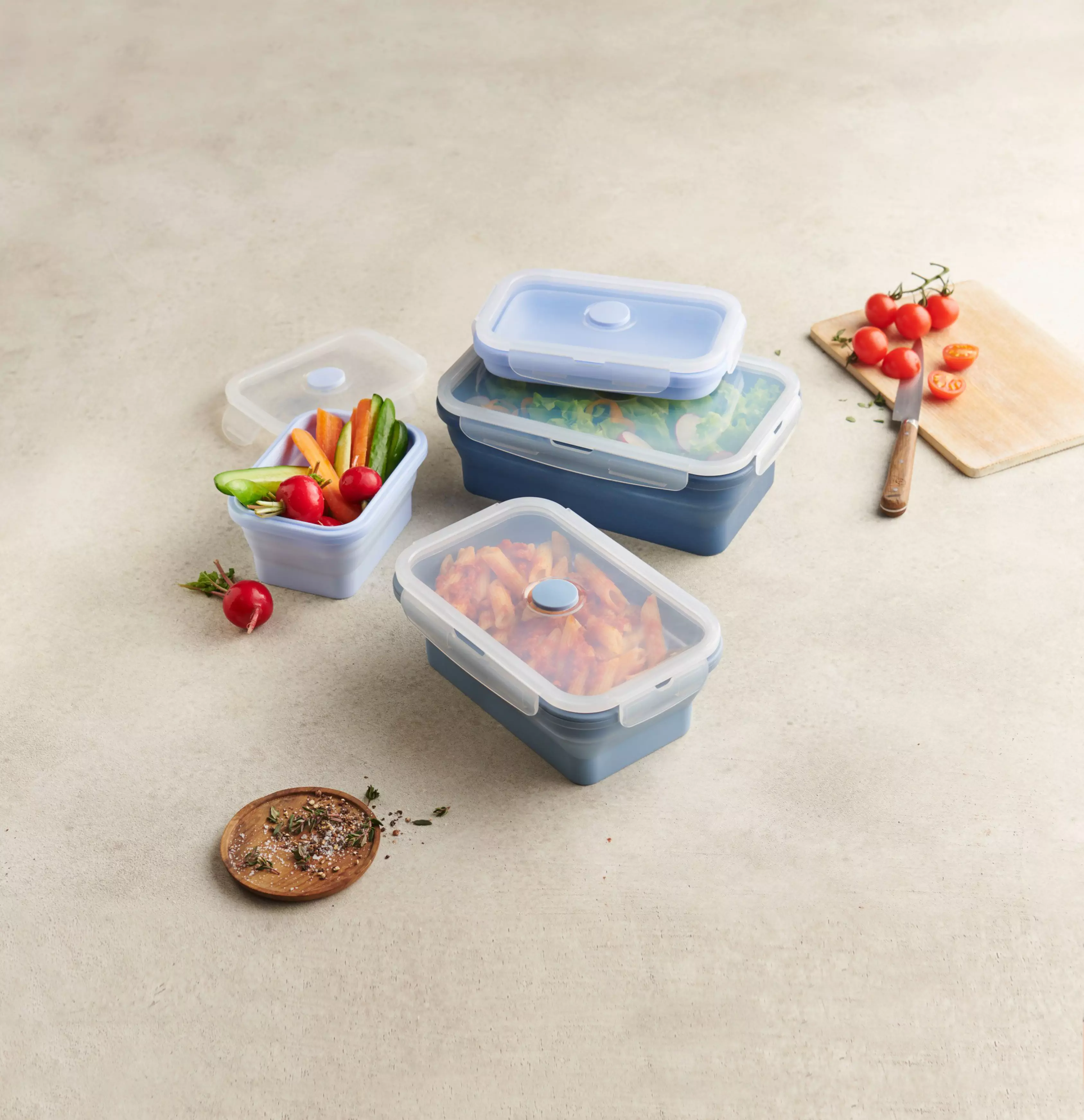 Frischhaltedose, faltbar, Silikon - 8er-Set
