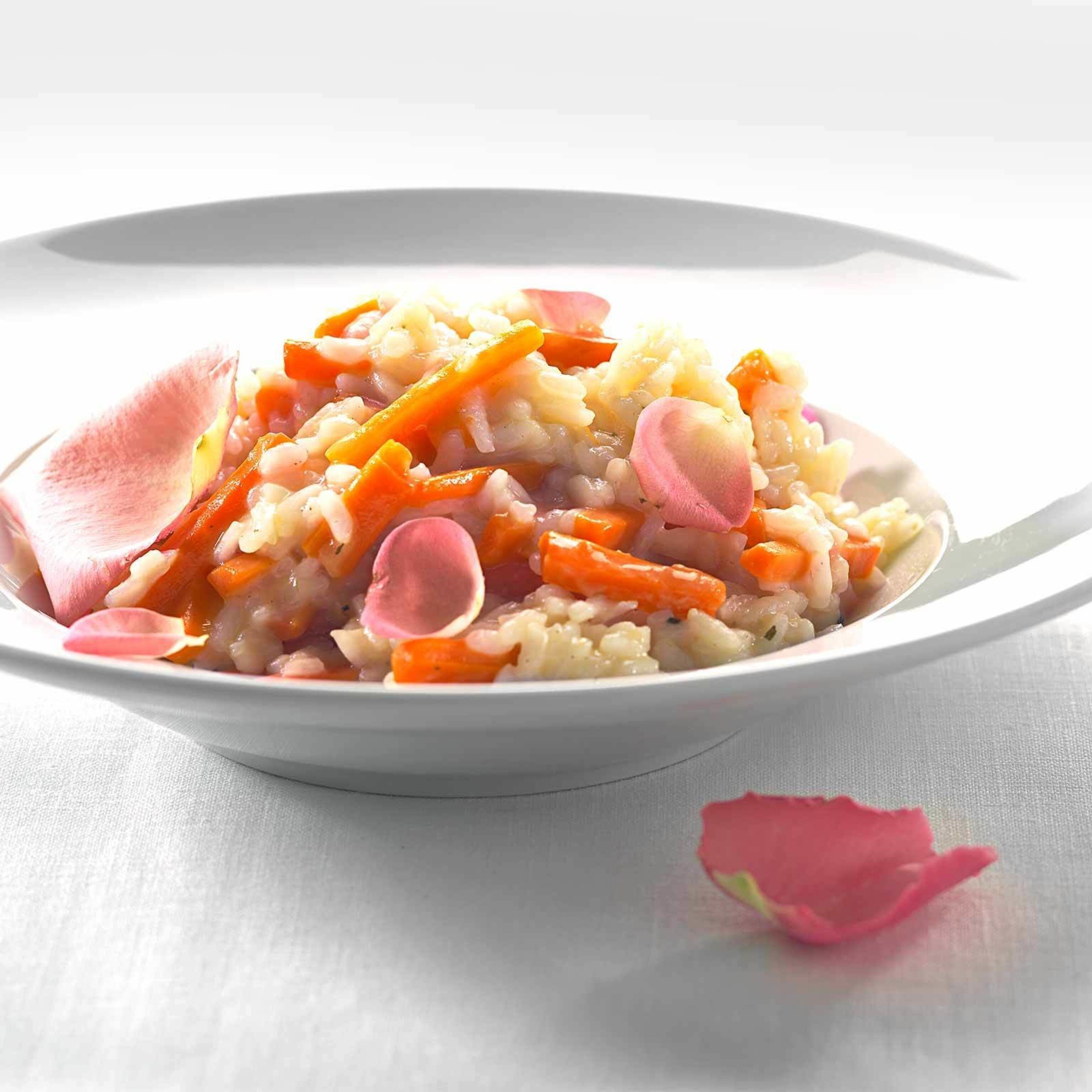 Rüeblirisotto mit Rosenwasser