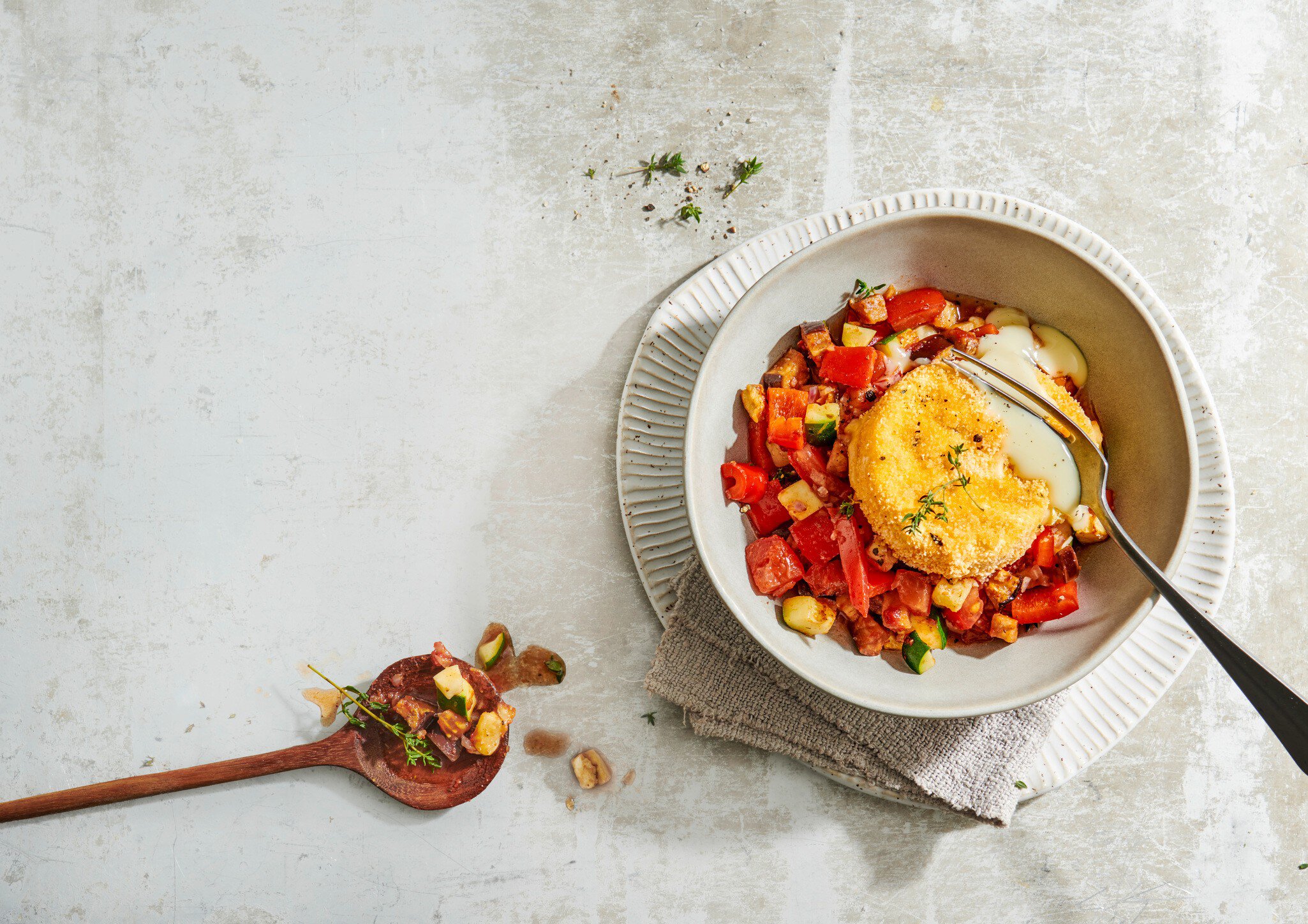 Airfryer Tomme panée sur ratatouille