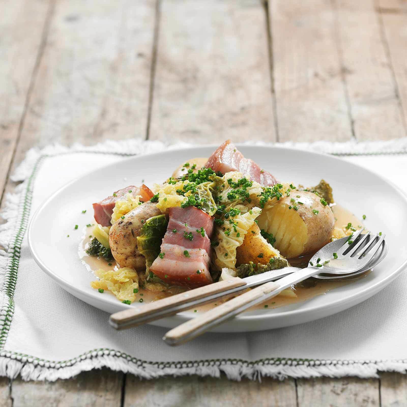 Cocotte de pommes de terre et chou frisé