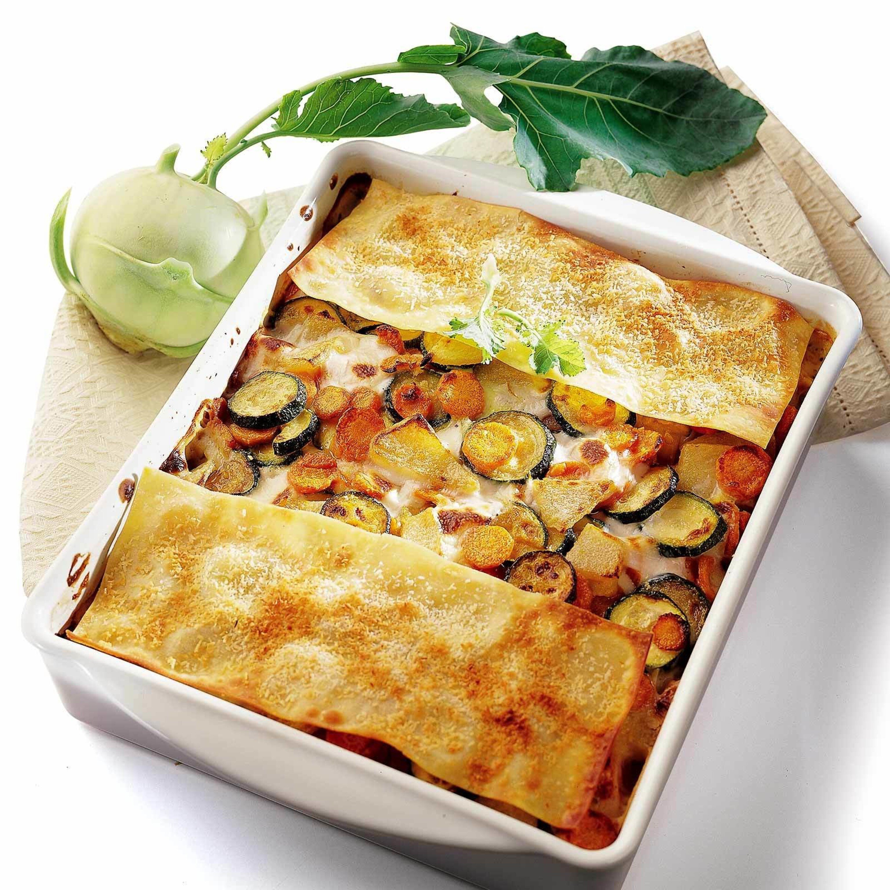 Gemüse-Lasagne mit grünem Curry
