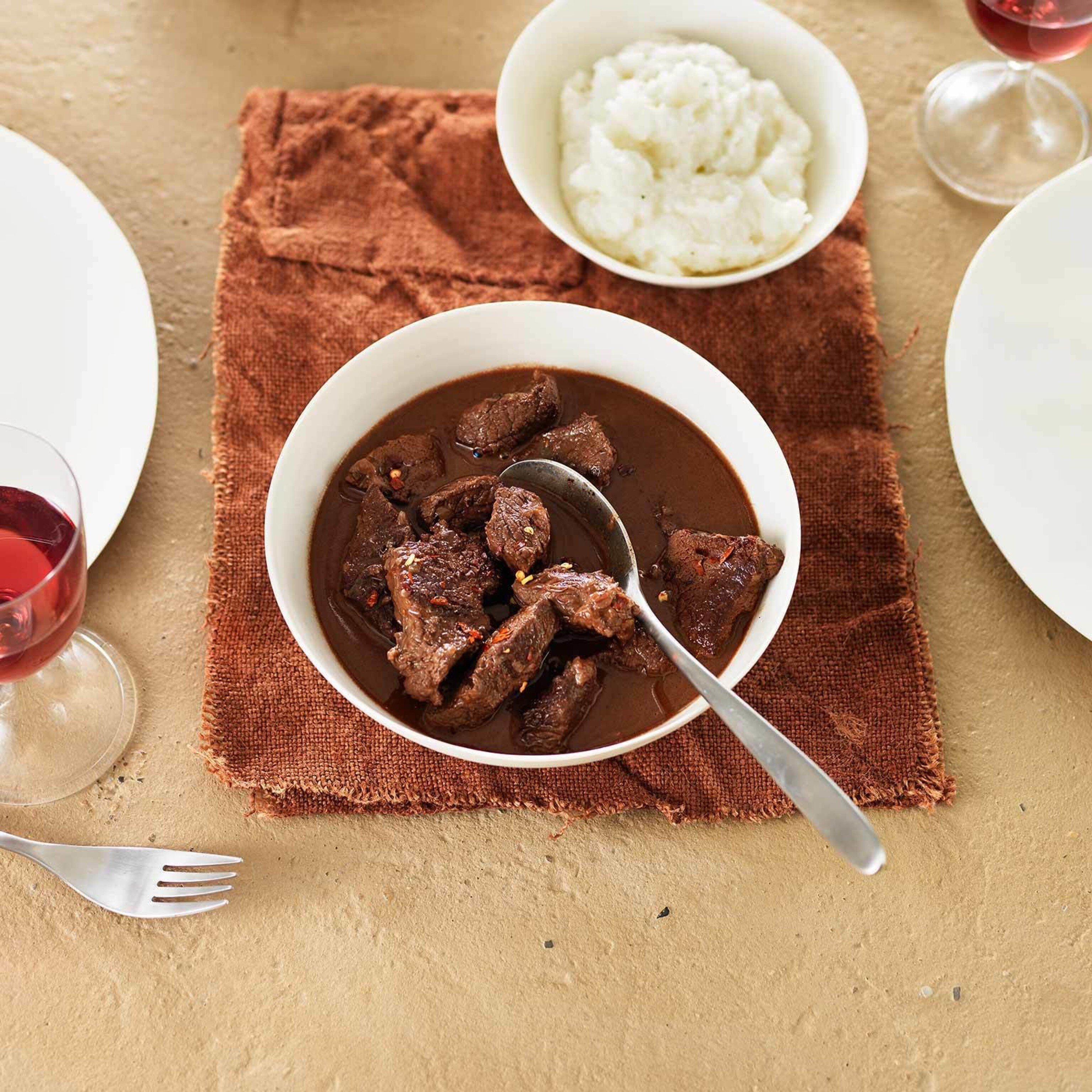 Rindsvoressen mit Schokolade