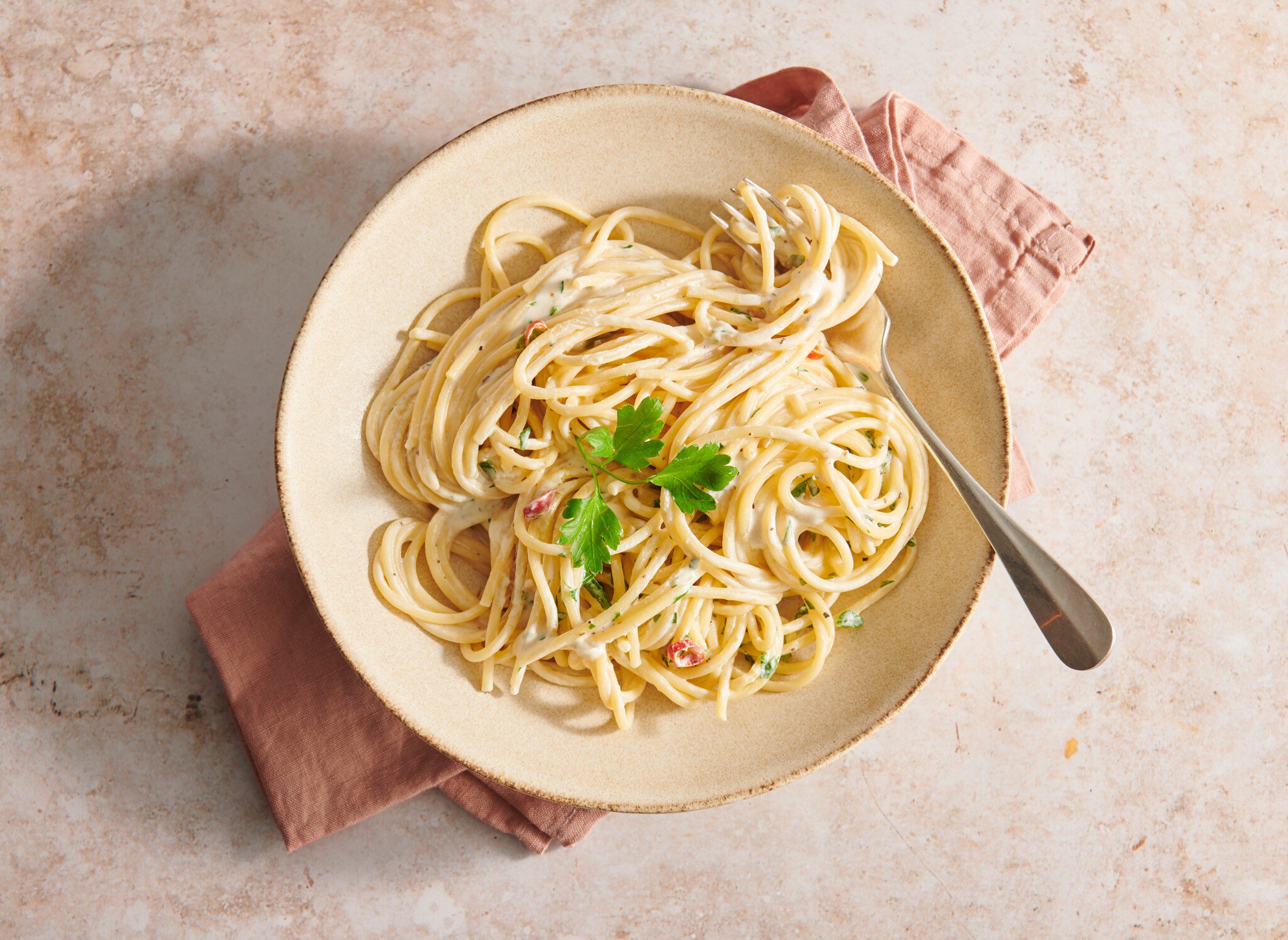Spaghetti mit Frischkäse