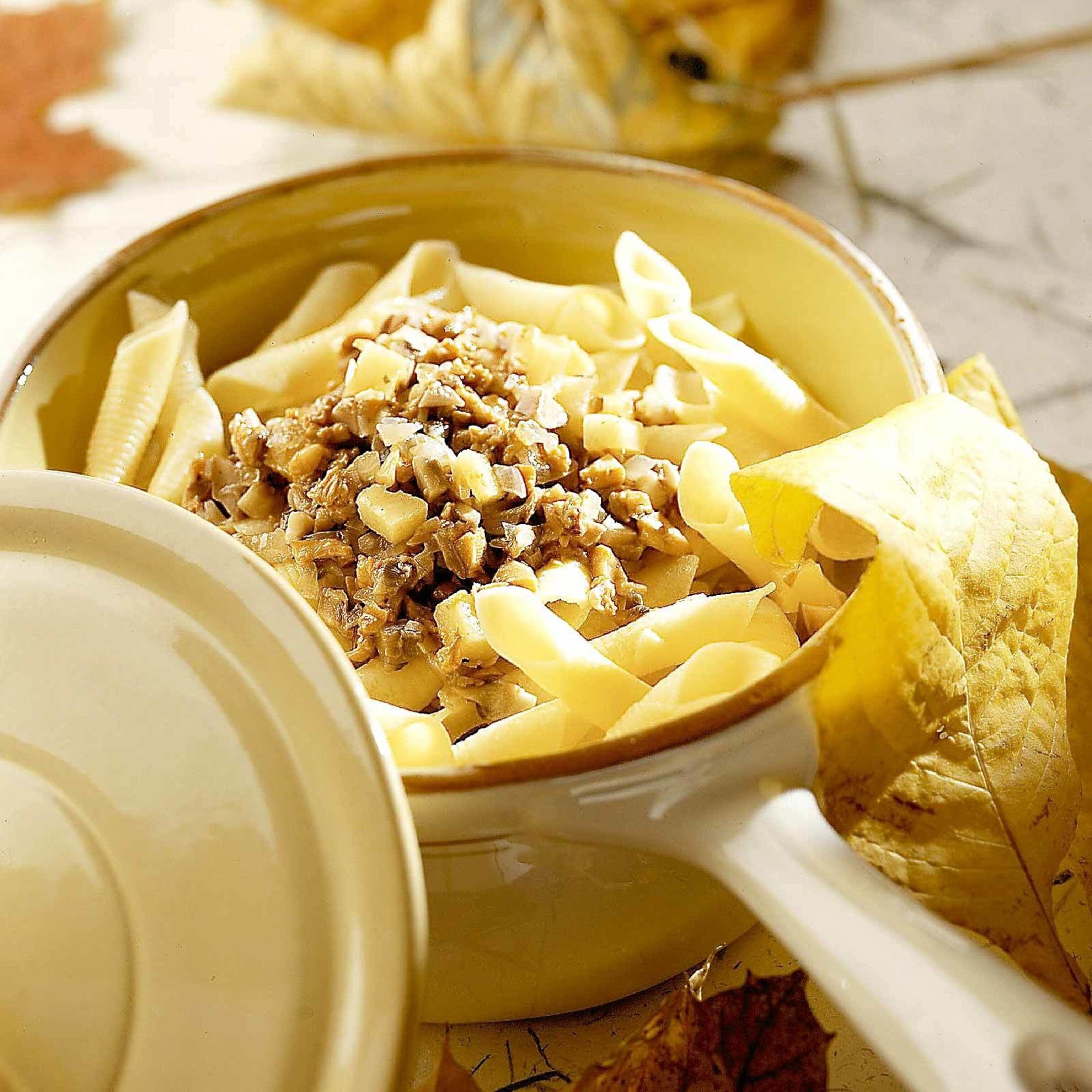 Pasta mit Pilz-Quitten-Sauce