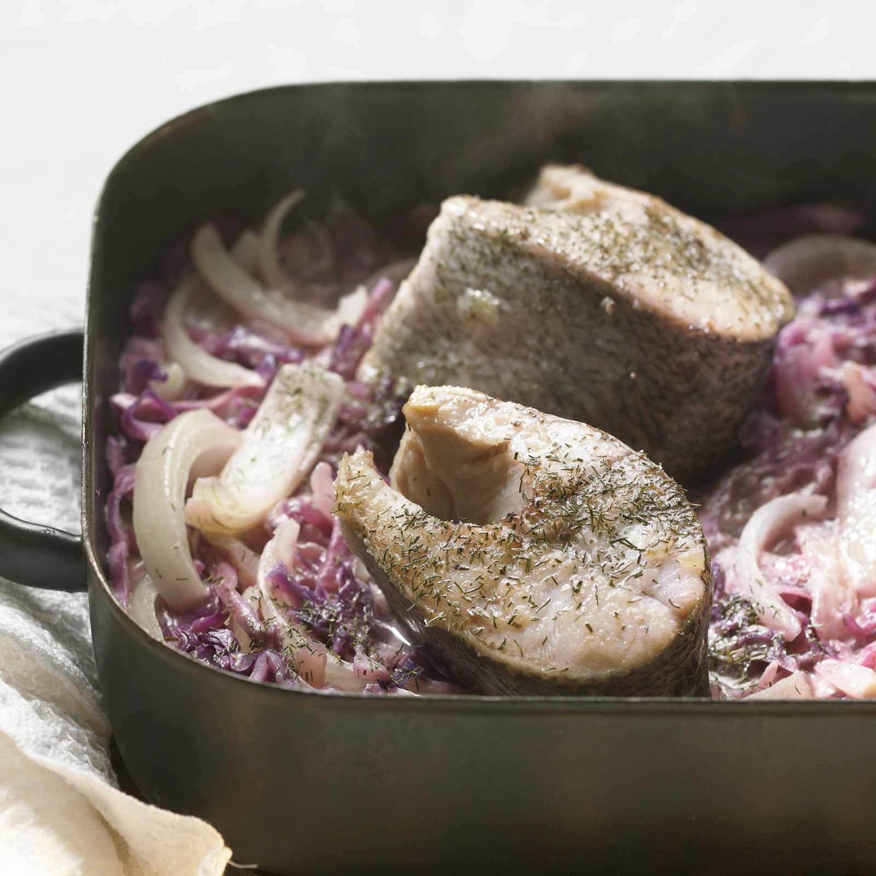 Hecht-Tranchen auf Rotkraut