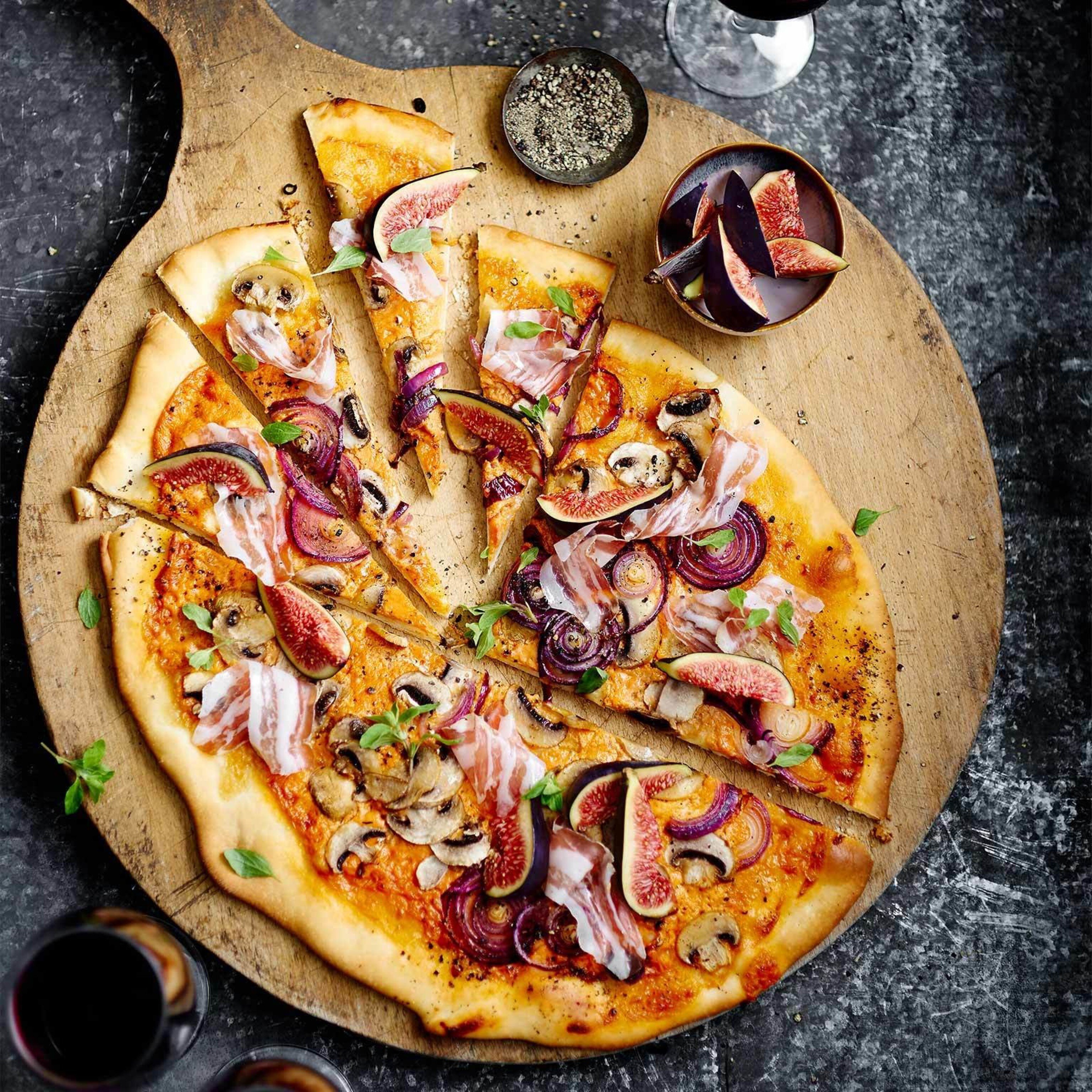 Pilz-Speck-Fladen mit Feigen