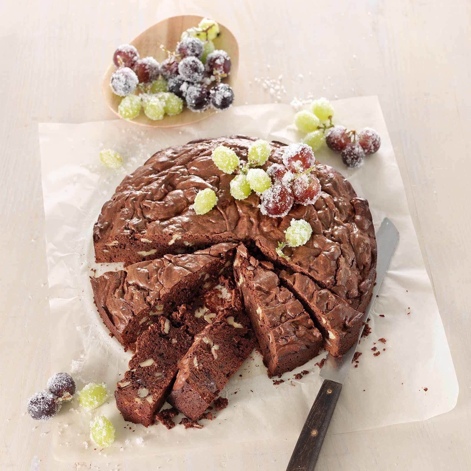 Gâteau-brownie et raisins à la grappa
