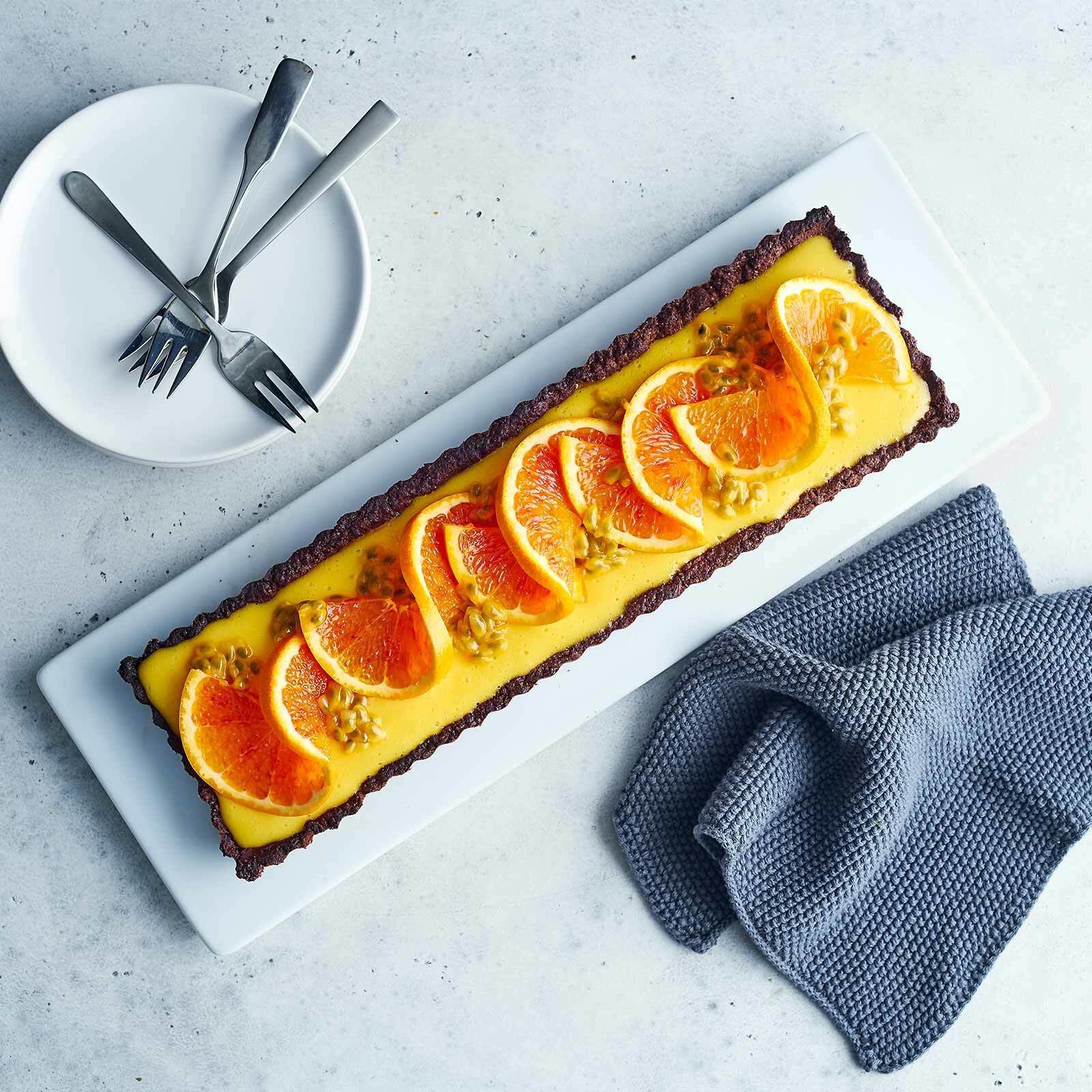 Orangen-Passionsfrucht-Tarte