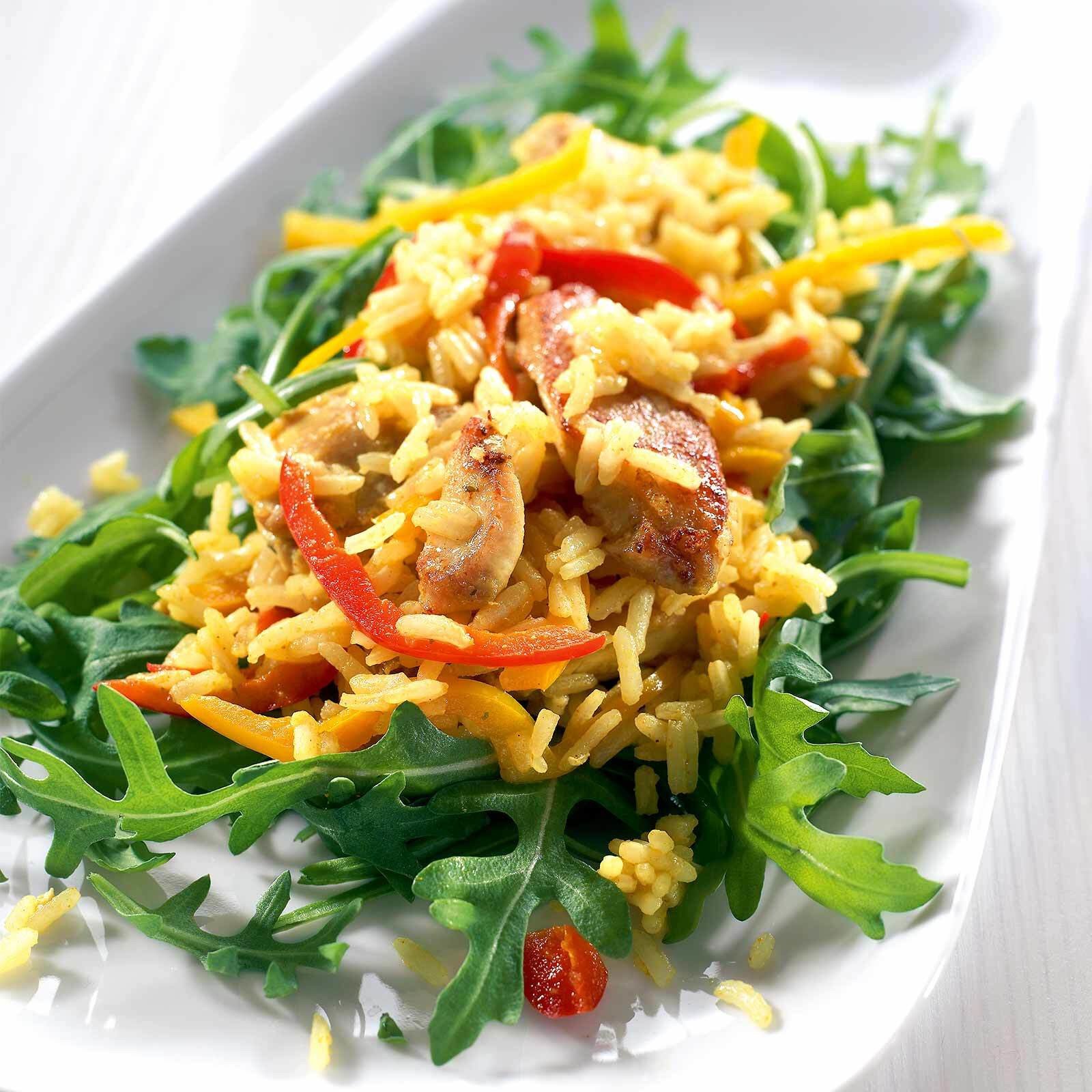 Lauwarmer Curry-Reissalat