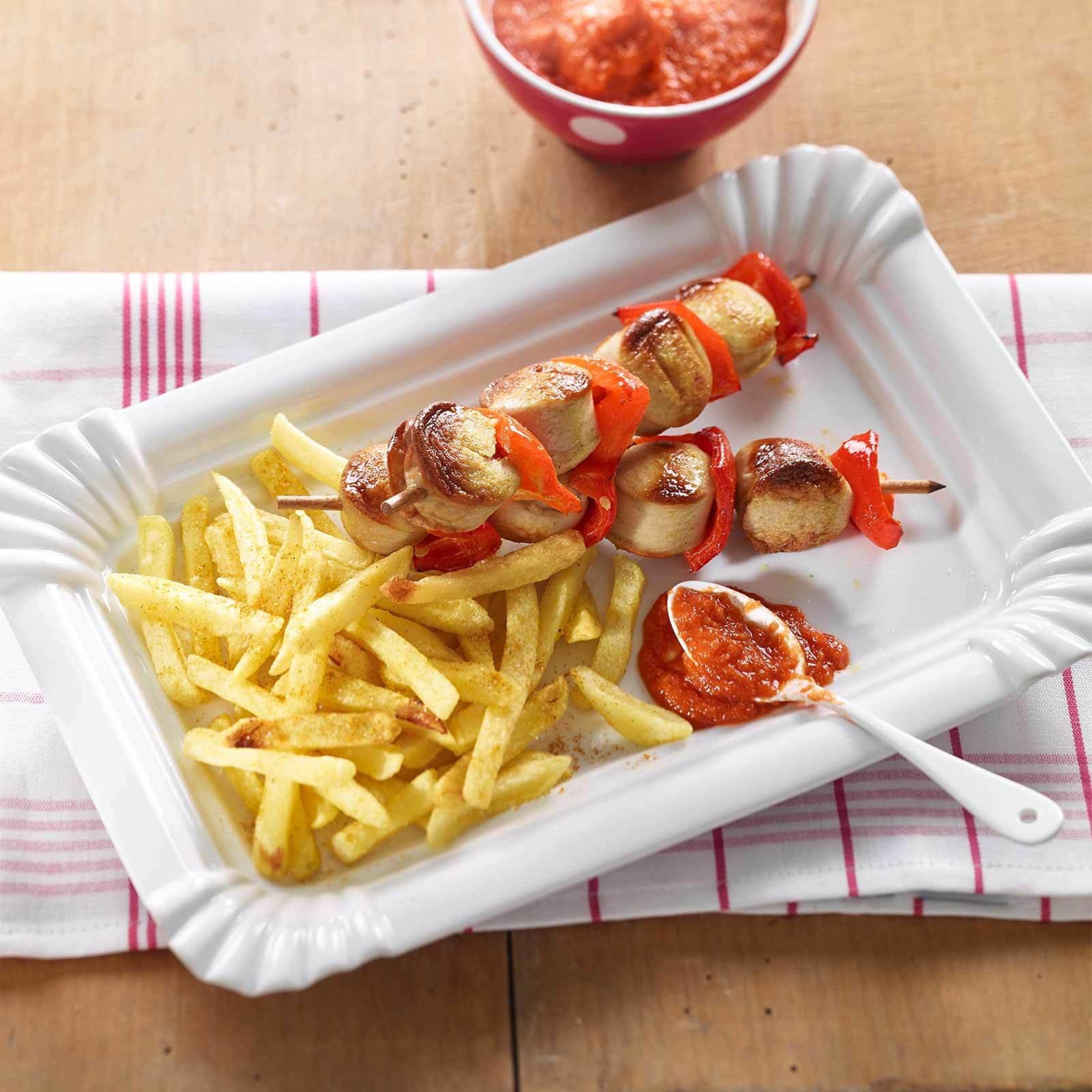 Brochettes de saucisses et ketchup maison