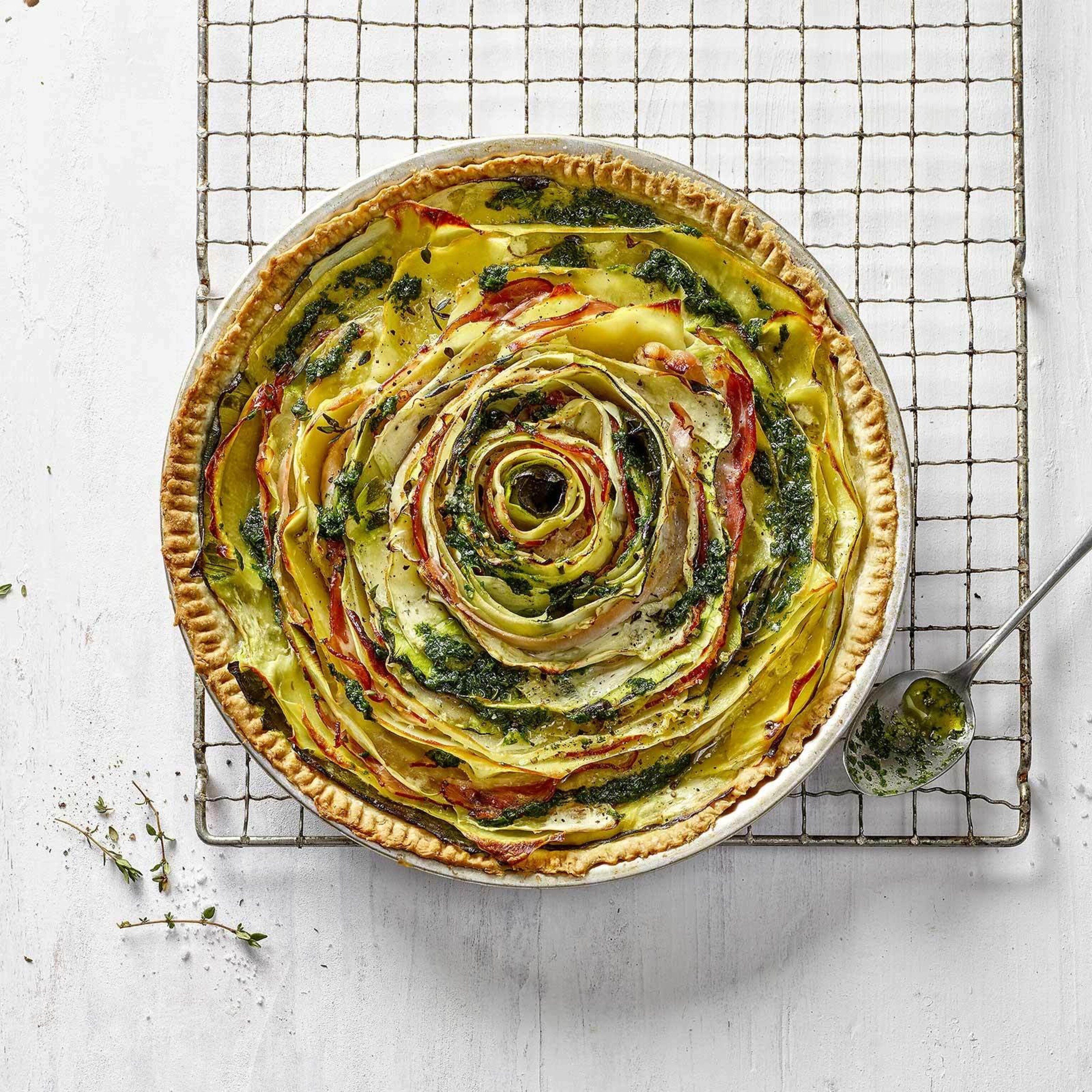Tarte aux légumes et lard