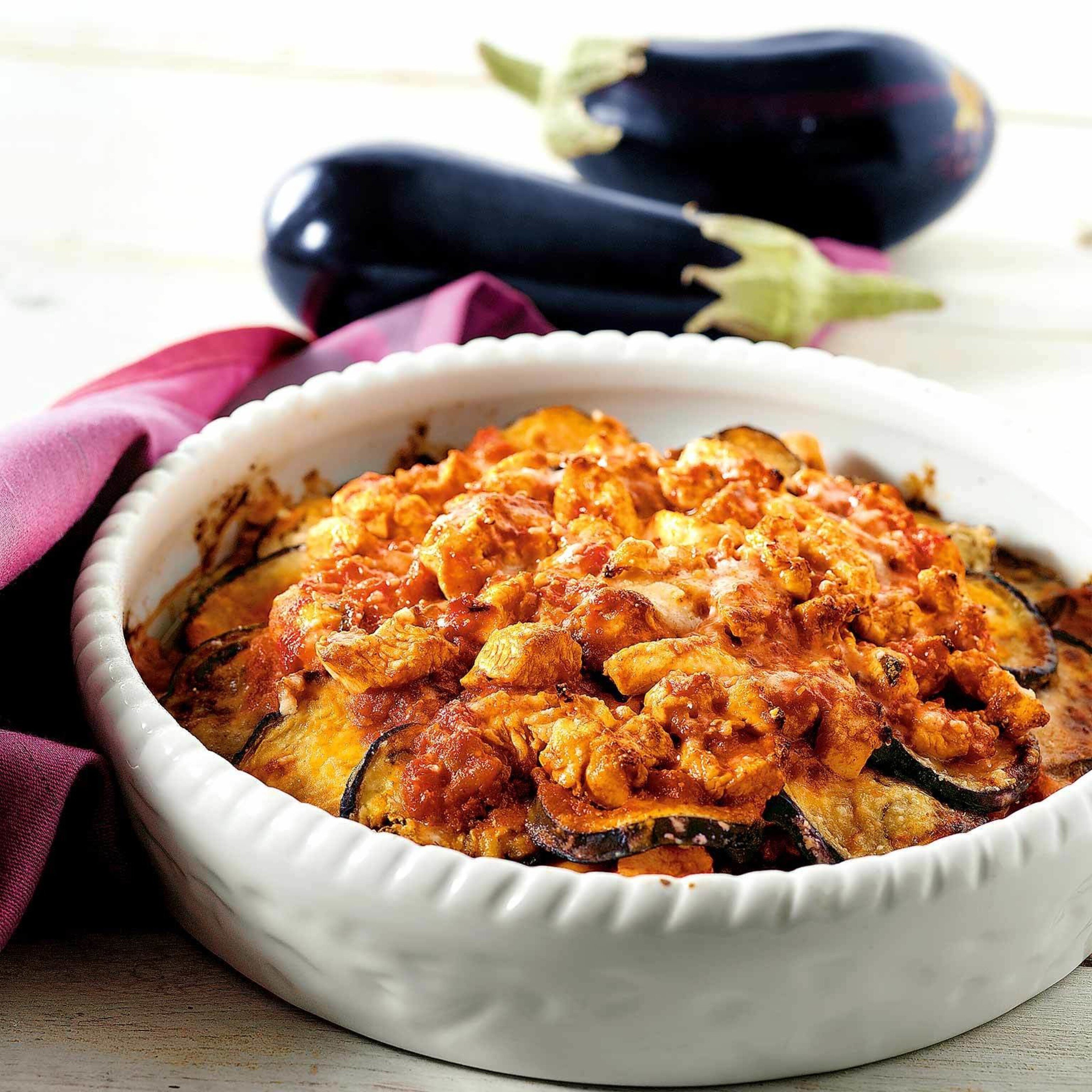 Auberginen-Gratin mit Poulet