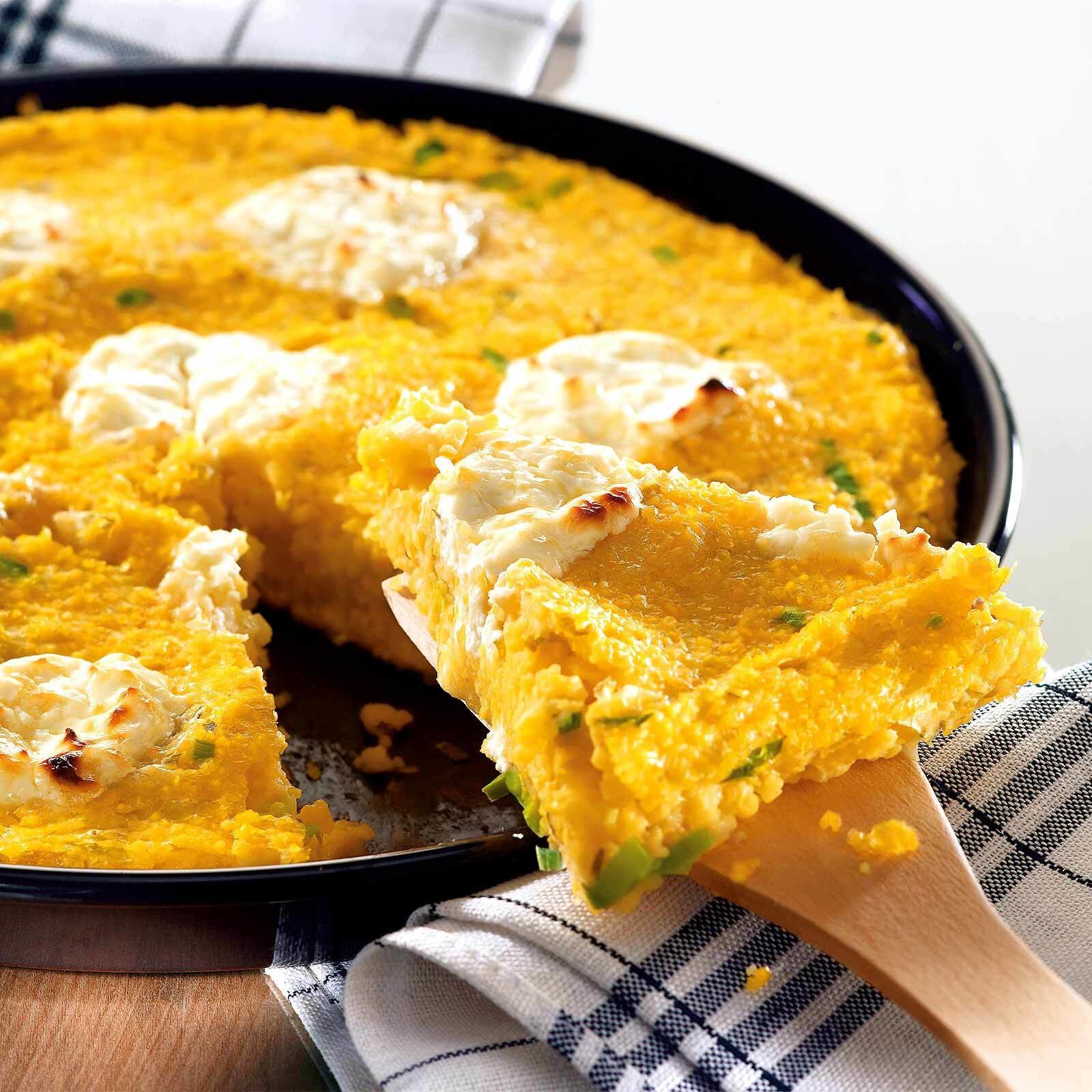 Lauchpolenta mit Käsekugeln