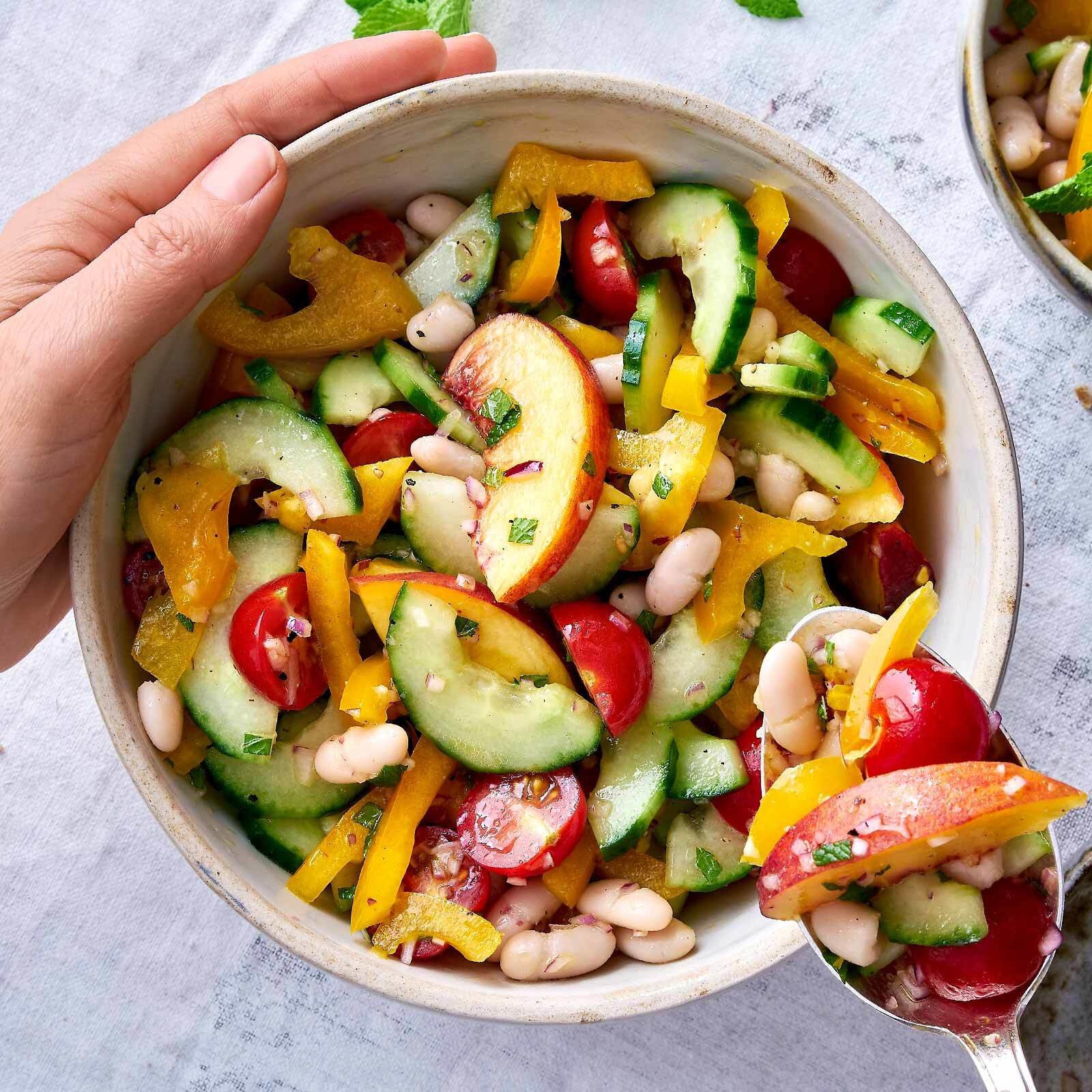 Bohnensalat mit Pfirsich