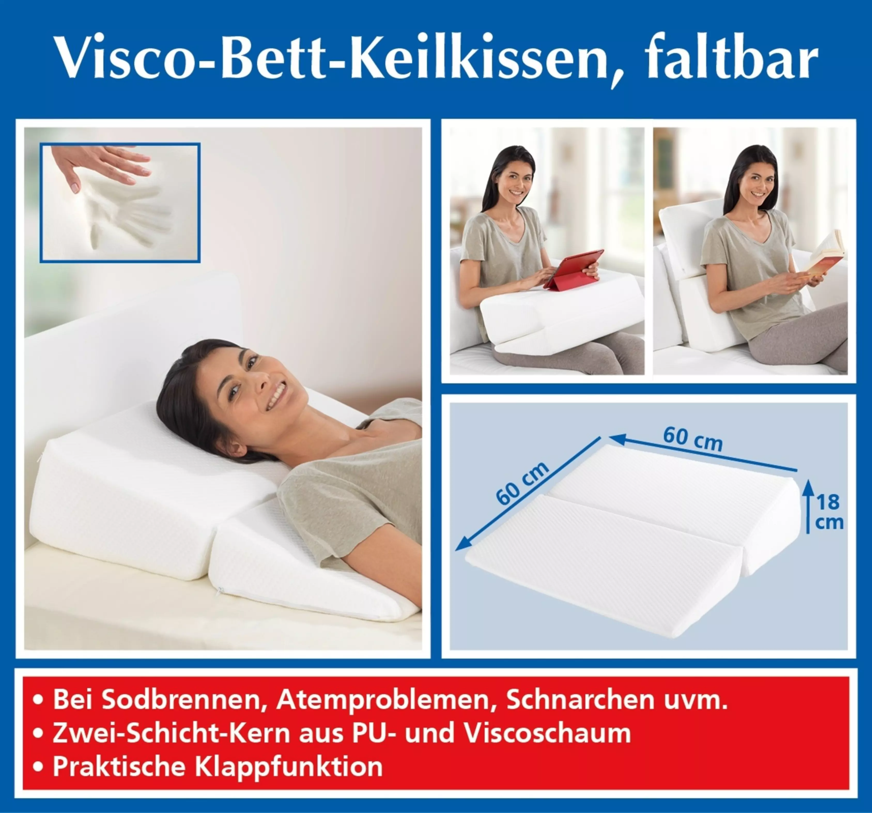 Bett-Keilkissen Visco, faltbar