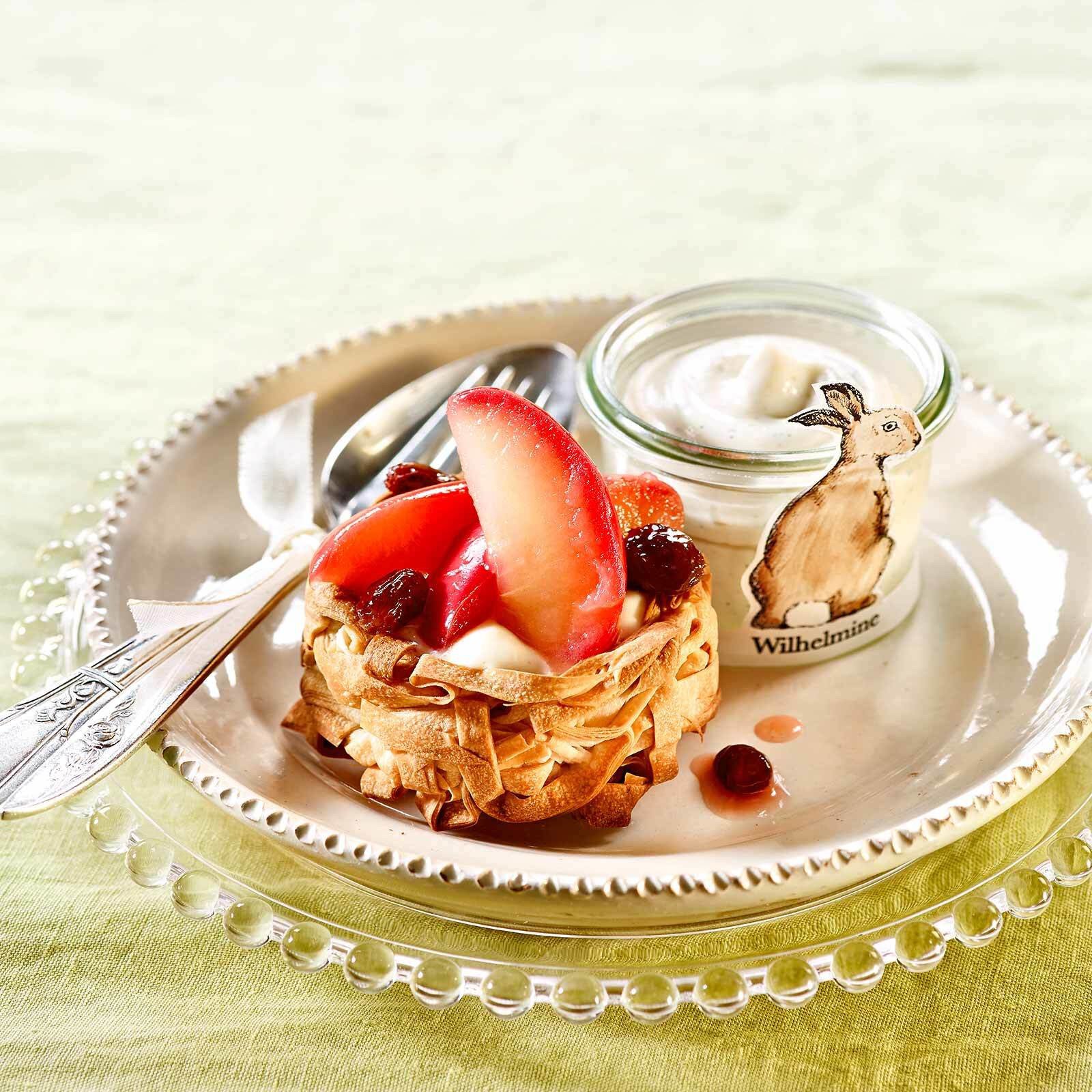 Strudelnestli mit Calvados-Creme
