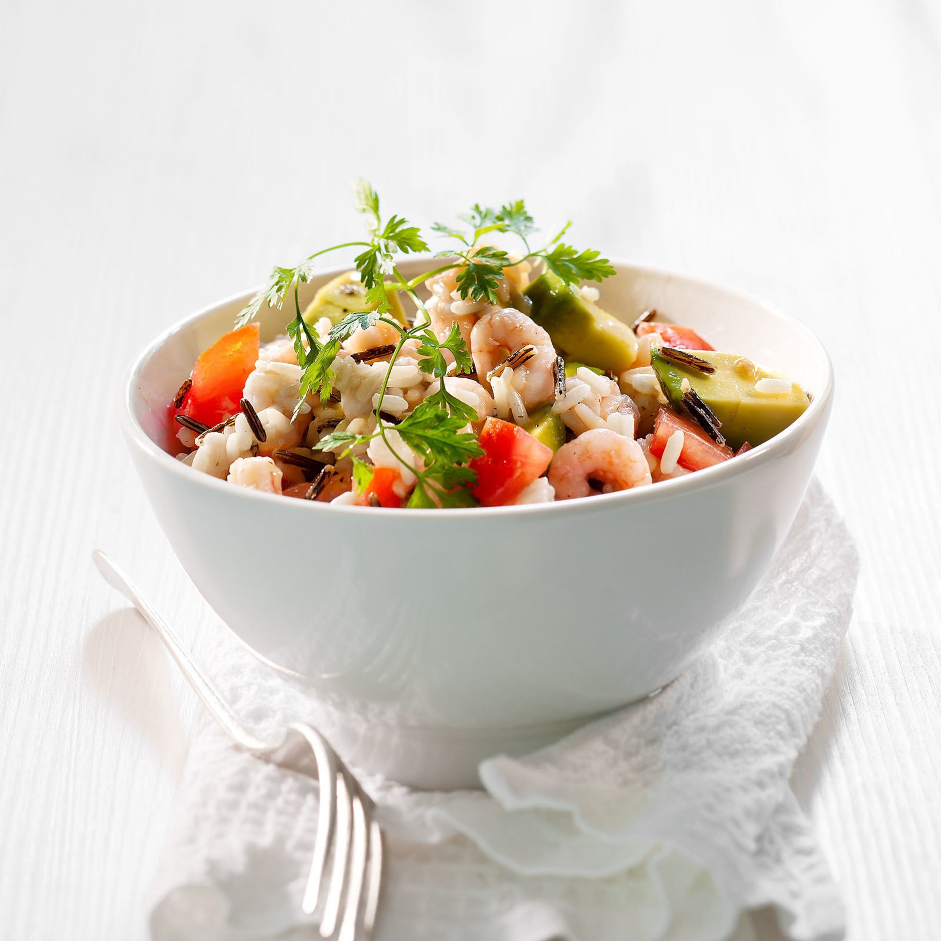 Reissalat mit Crevetten