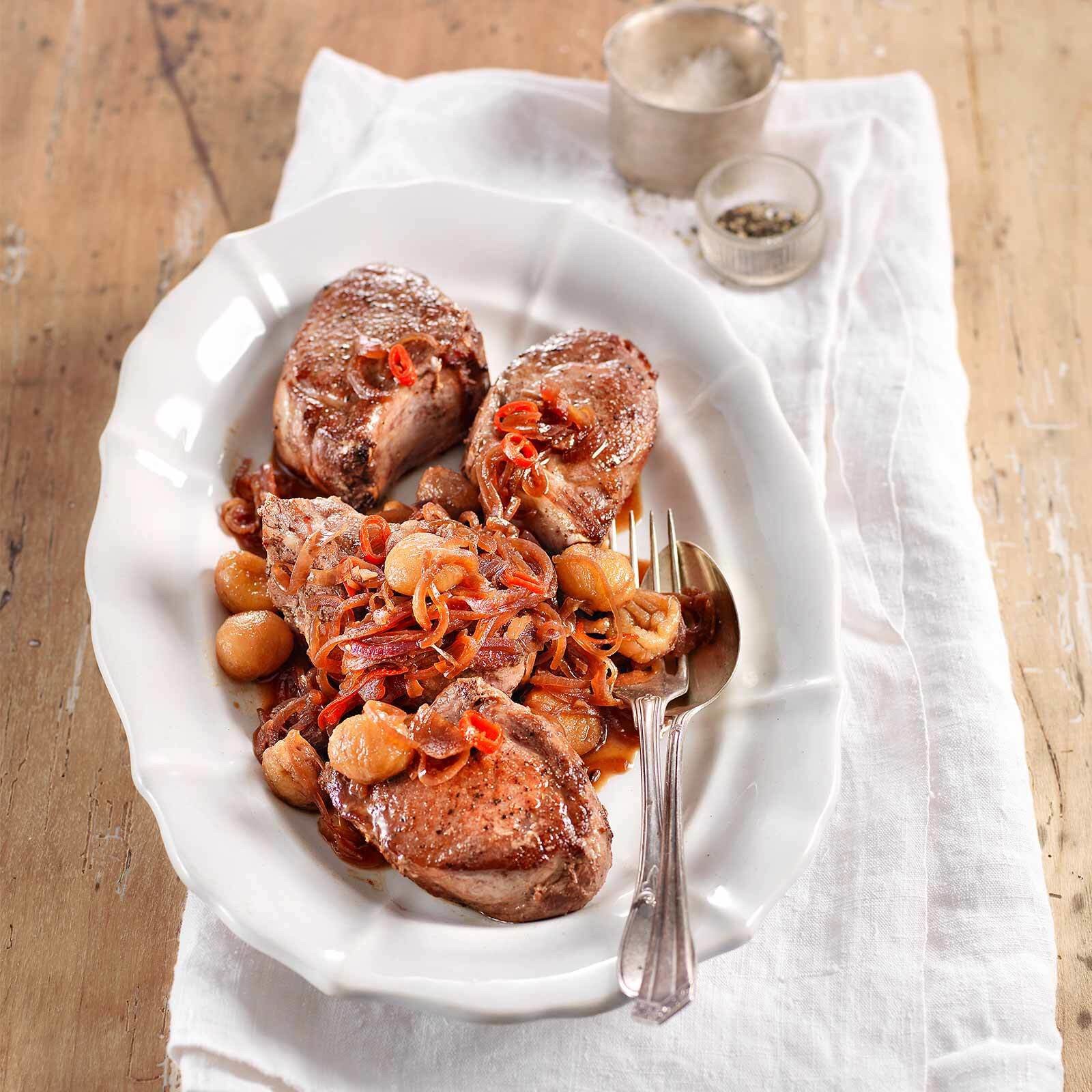 Wildschweinkoteletts mit Marroni