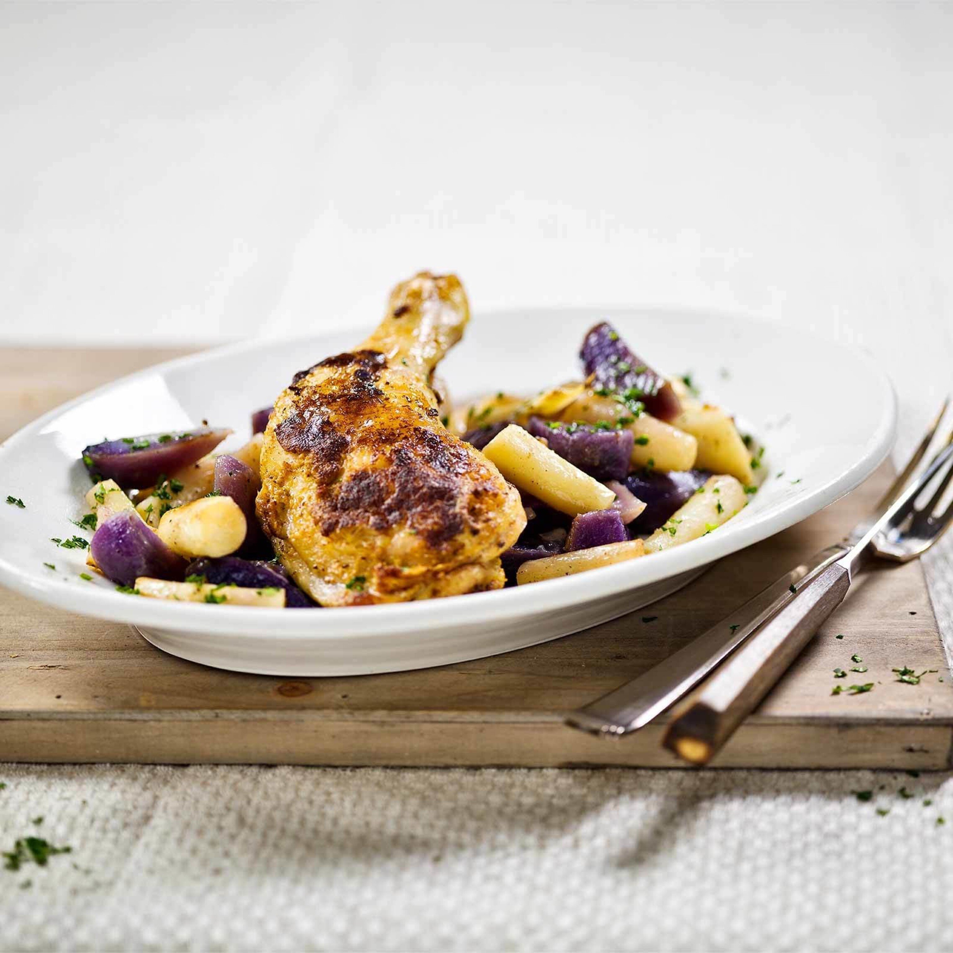 Pouletschenkel auf Gemüse