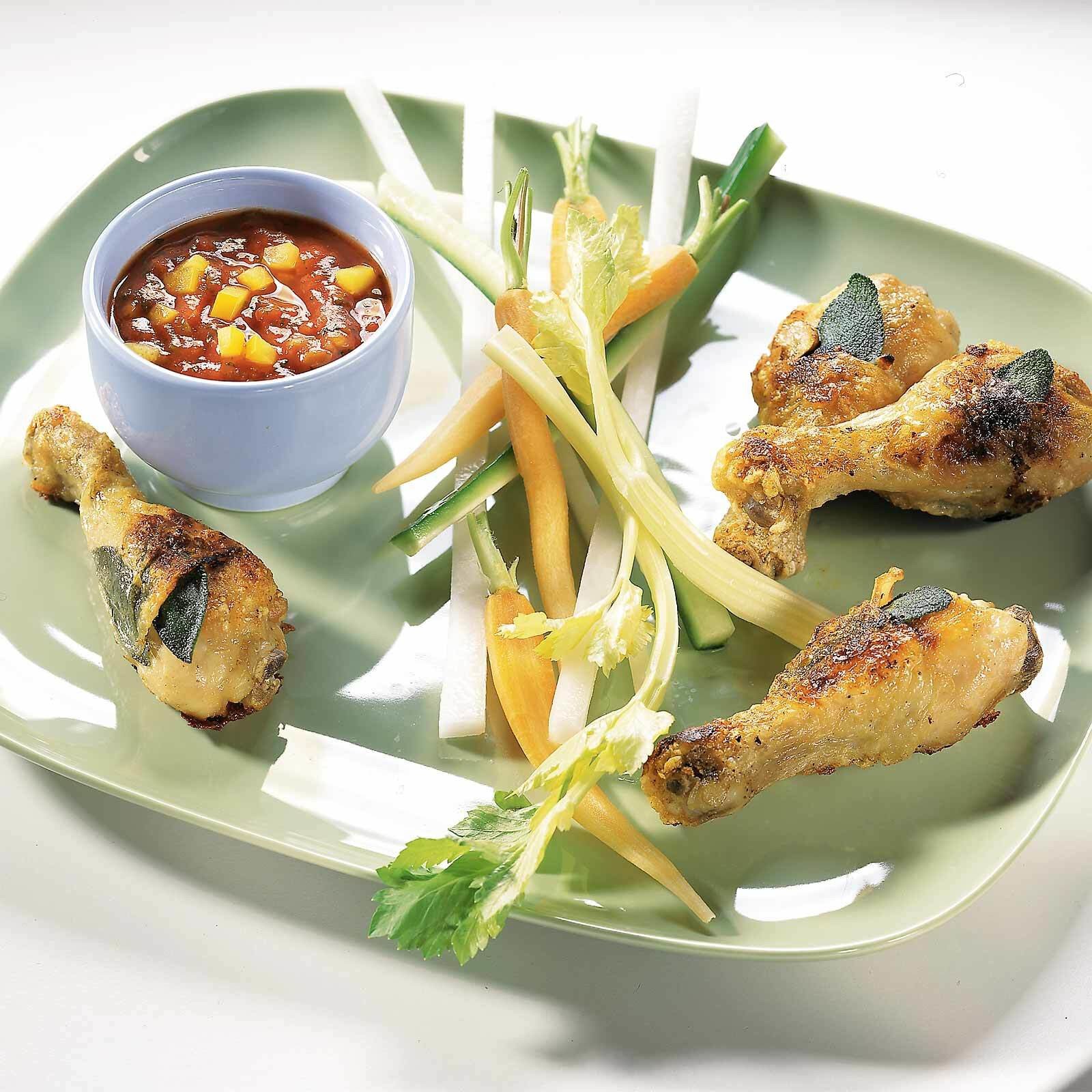 Pouletschenkel mit Teufels-Dip