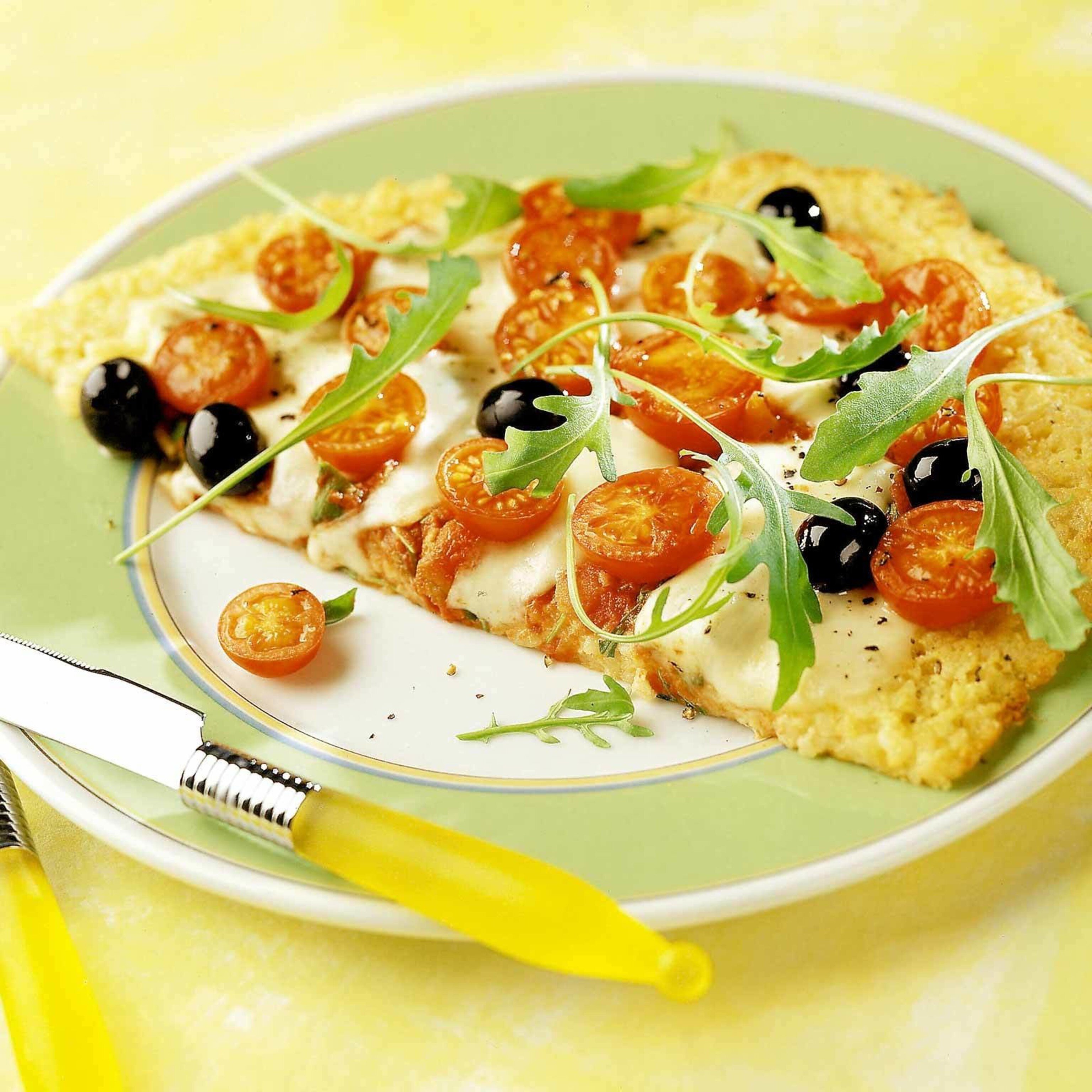 Pizza de riz à la roquette