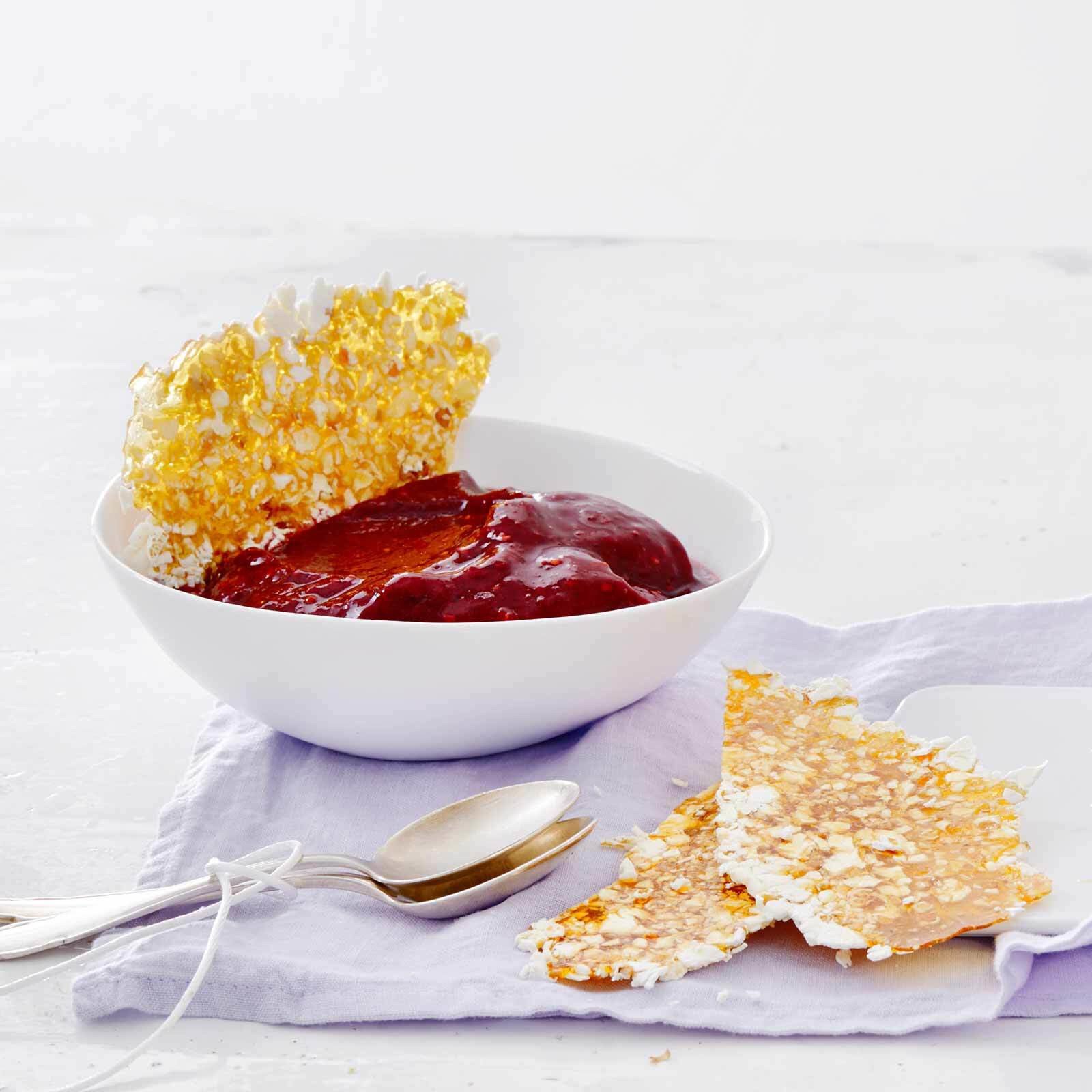 Blitz-Sorbet mit Popcorn-Cracker