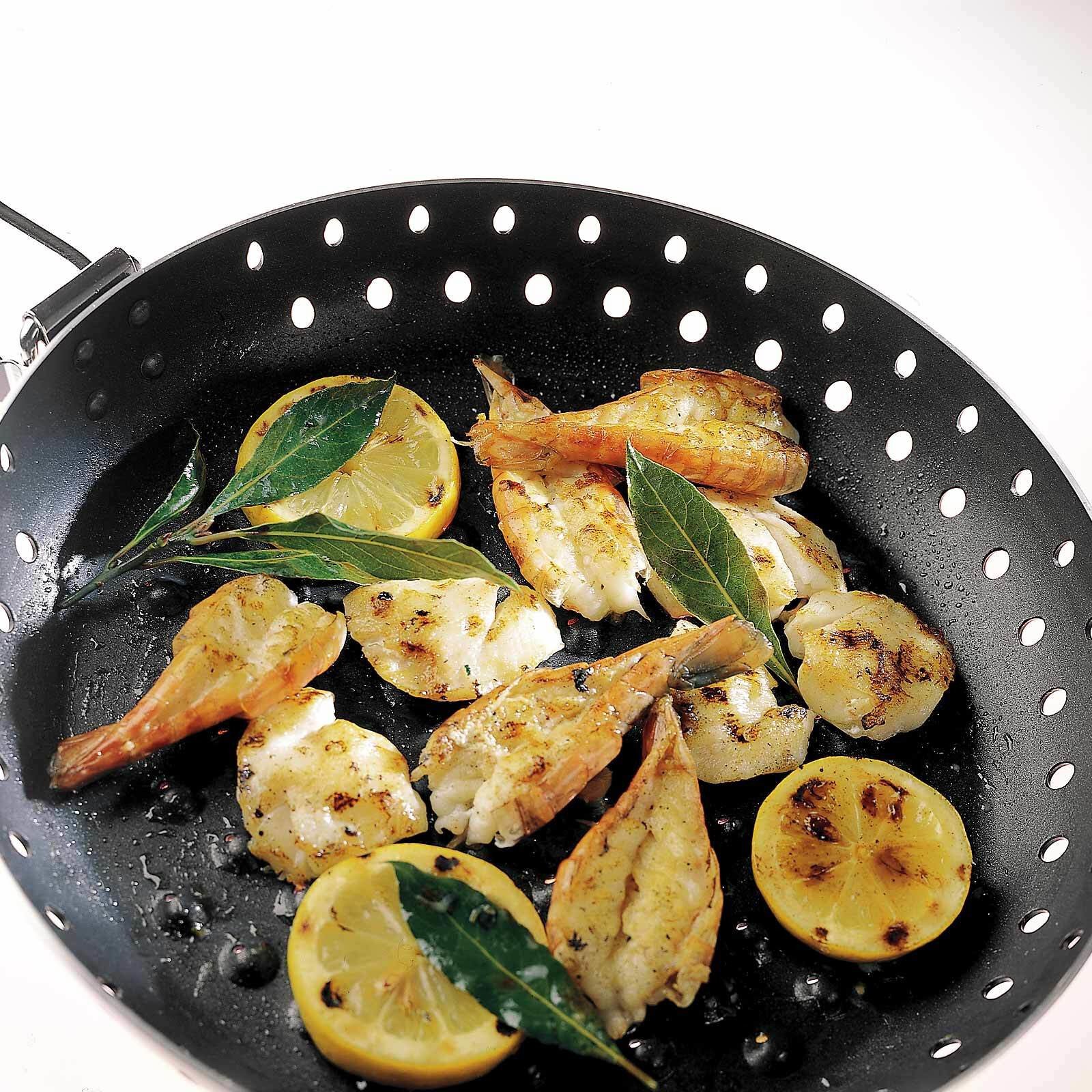 Crevettes grillées et joues de cabillaud