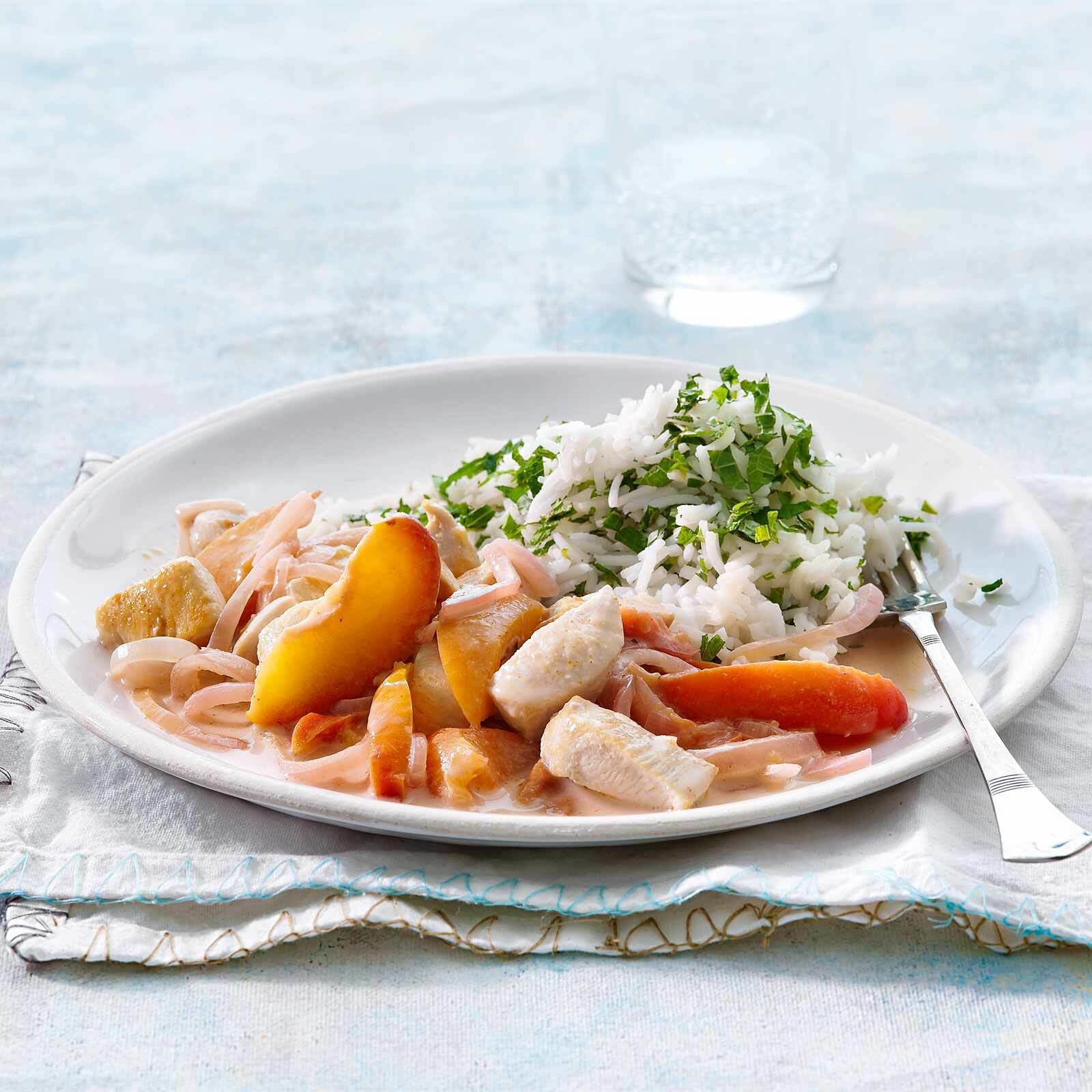 Pouletragout mit Pfirsich