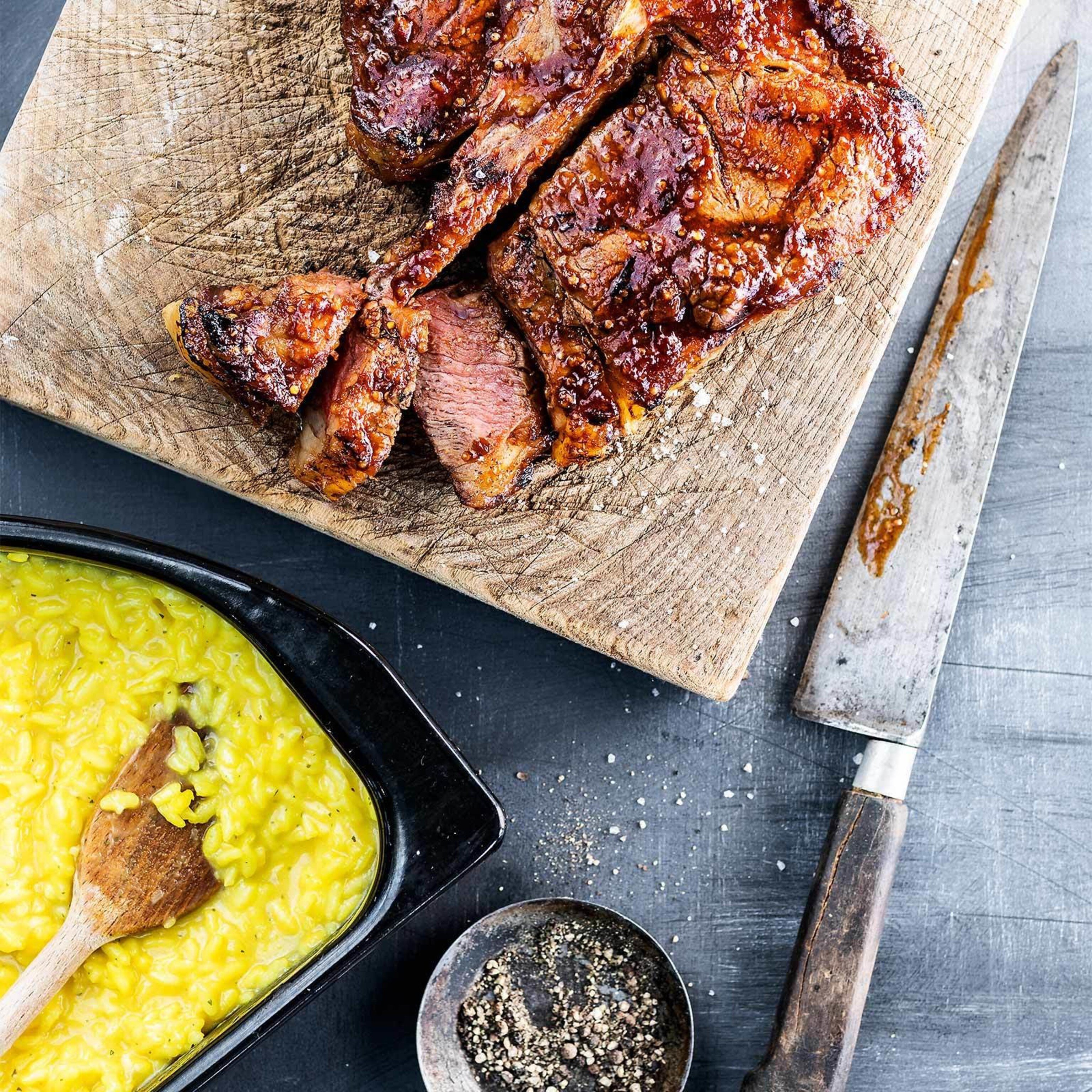 Bœuf dry aged avec son risotto au safran