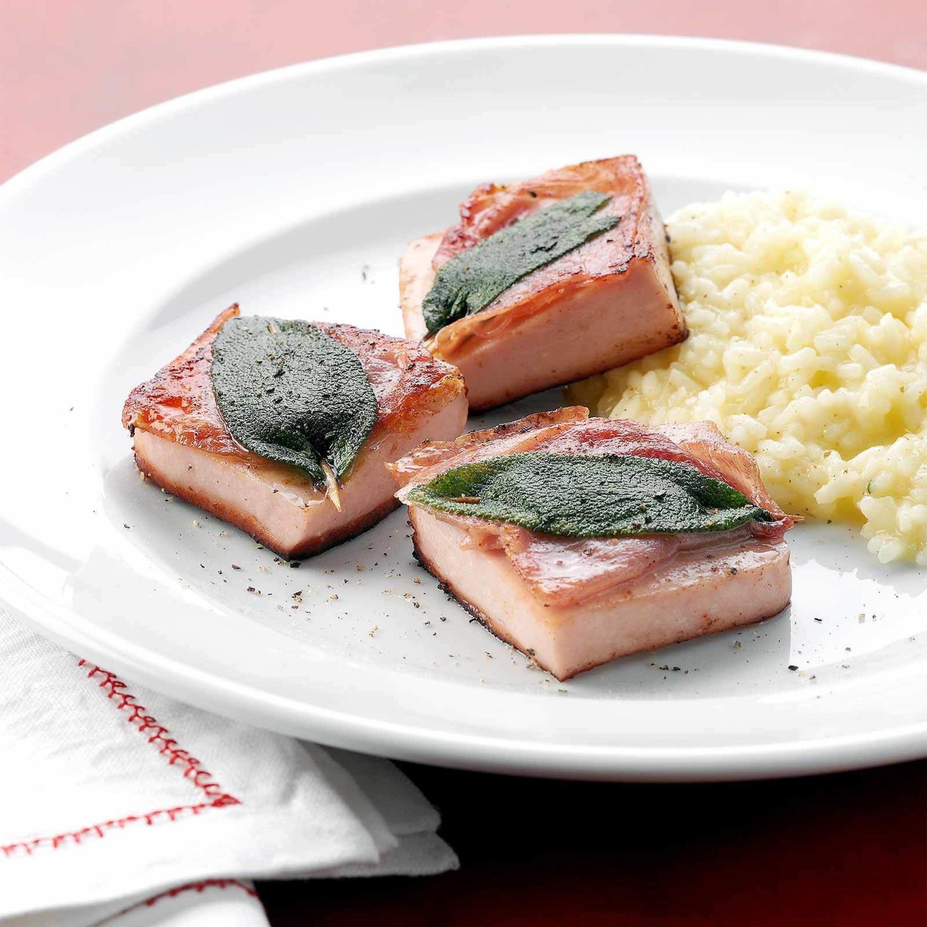 Fleischkäse-Saltimbocca