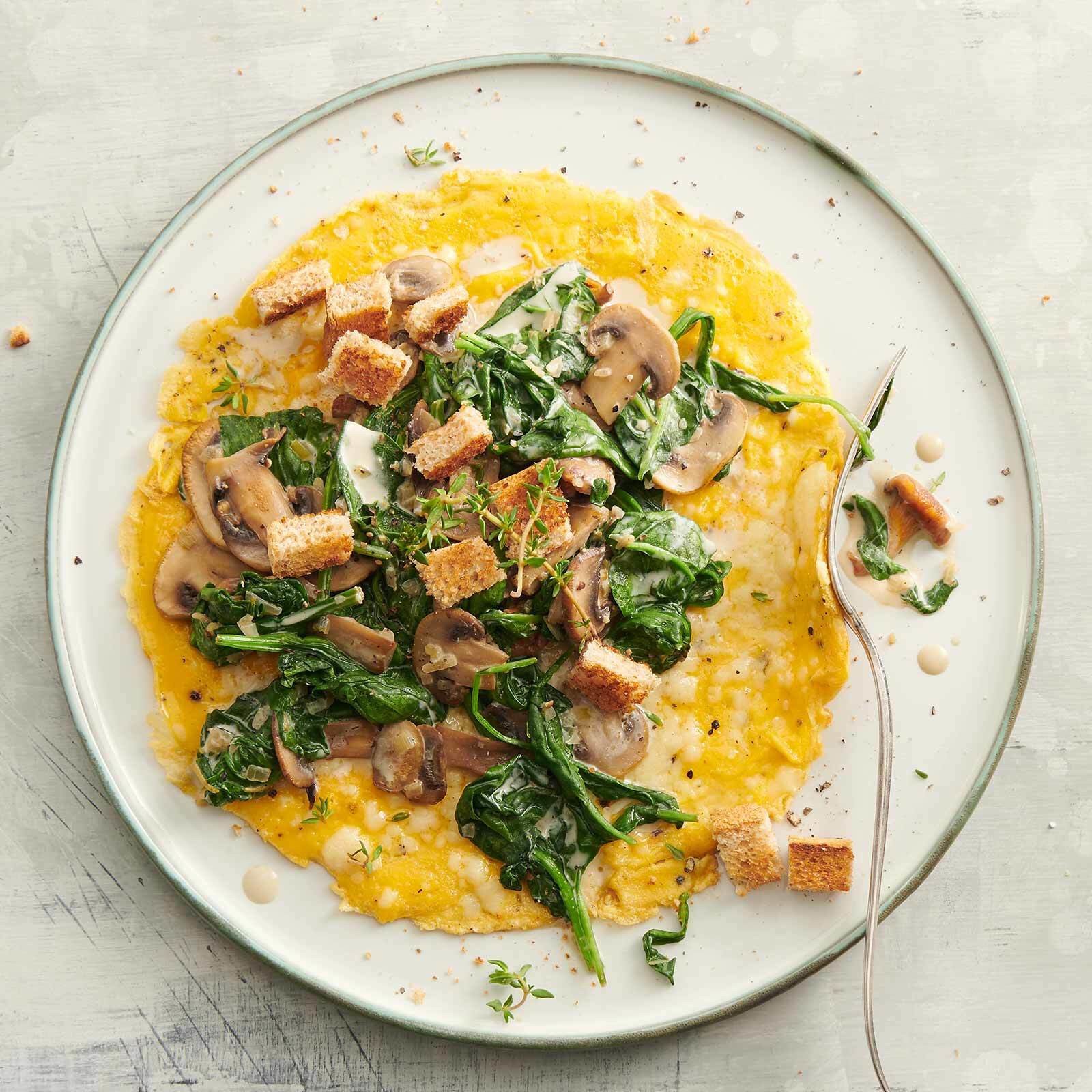 Omelette champignons-épinards