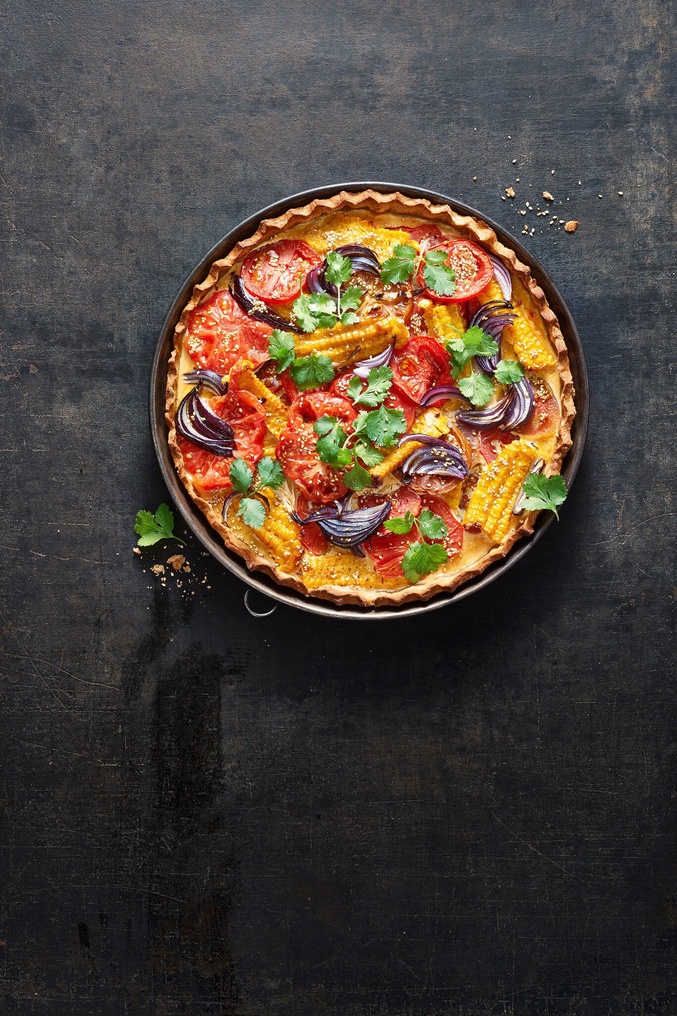 Tarte à la tomate et au maïs