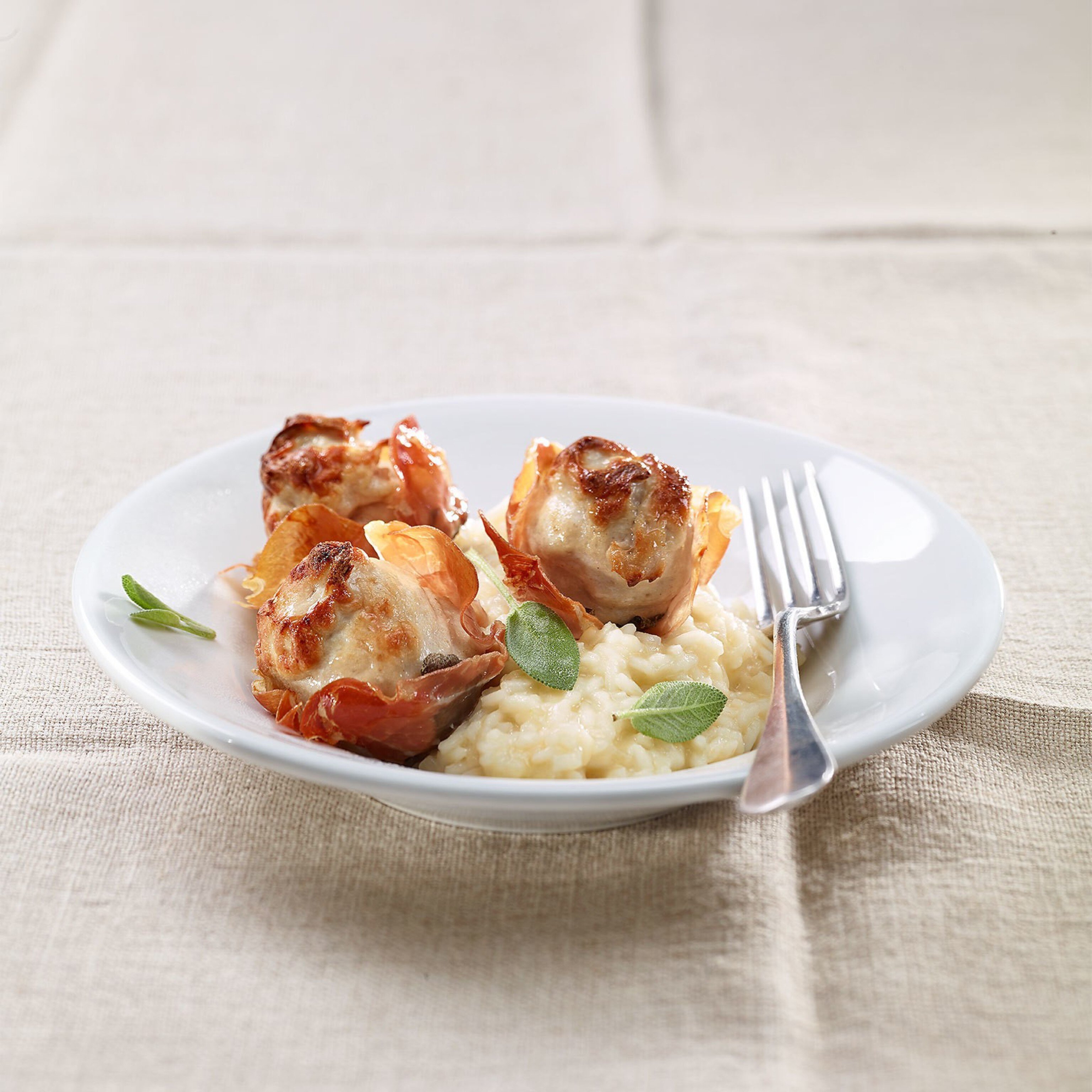 Muffins à la charcutière et risotto