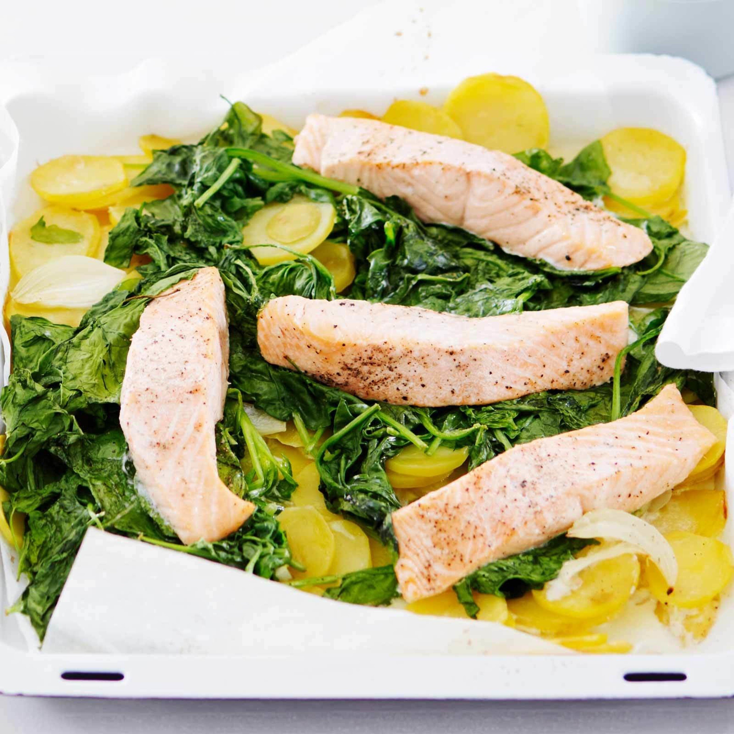 Lachs auf Blattspinat