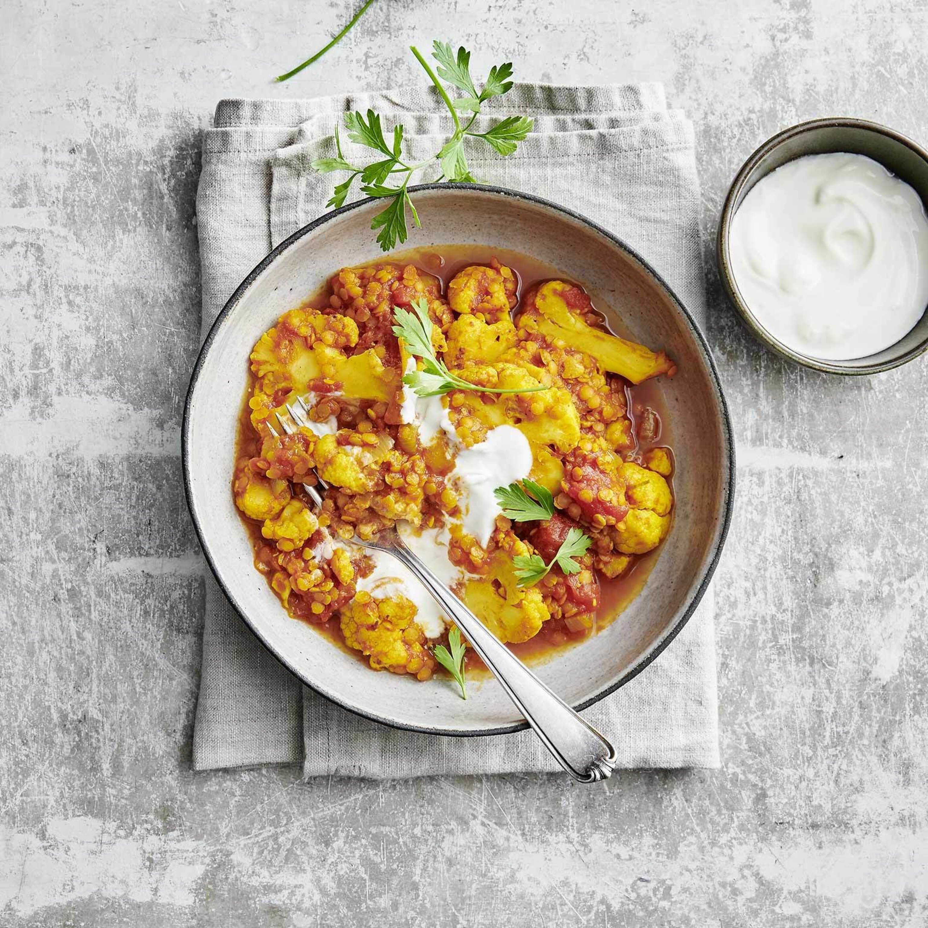 Curry de lentilles et chou-fleur
