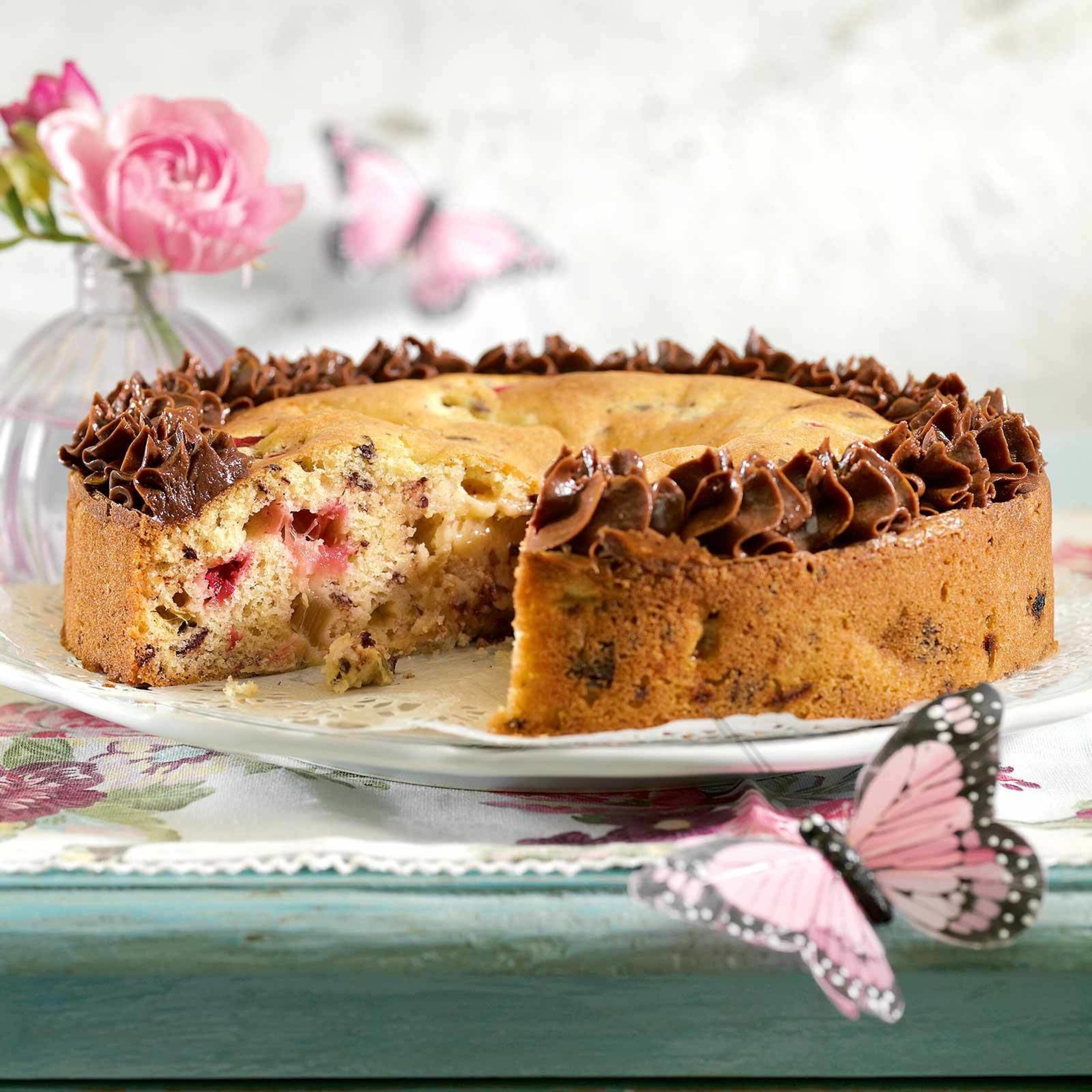 Rhabarber-Schokolade-Kuchen