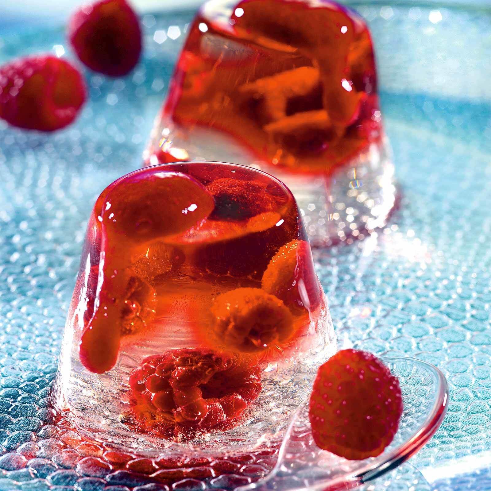 Himbeeren im Moscato-Gelee