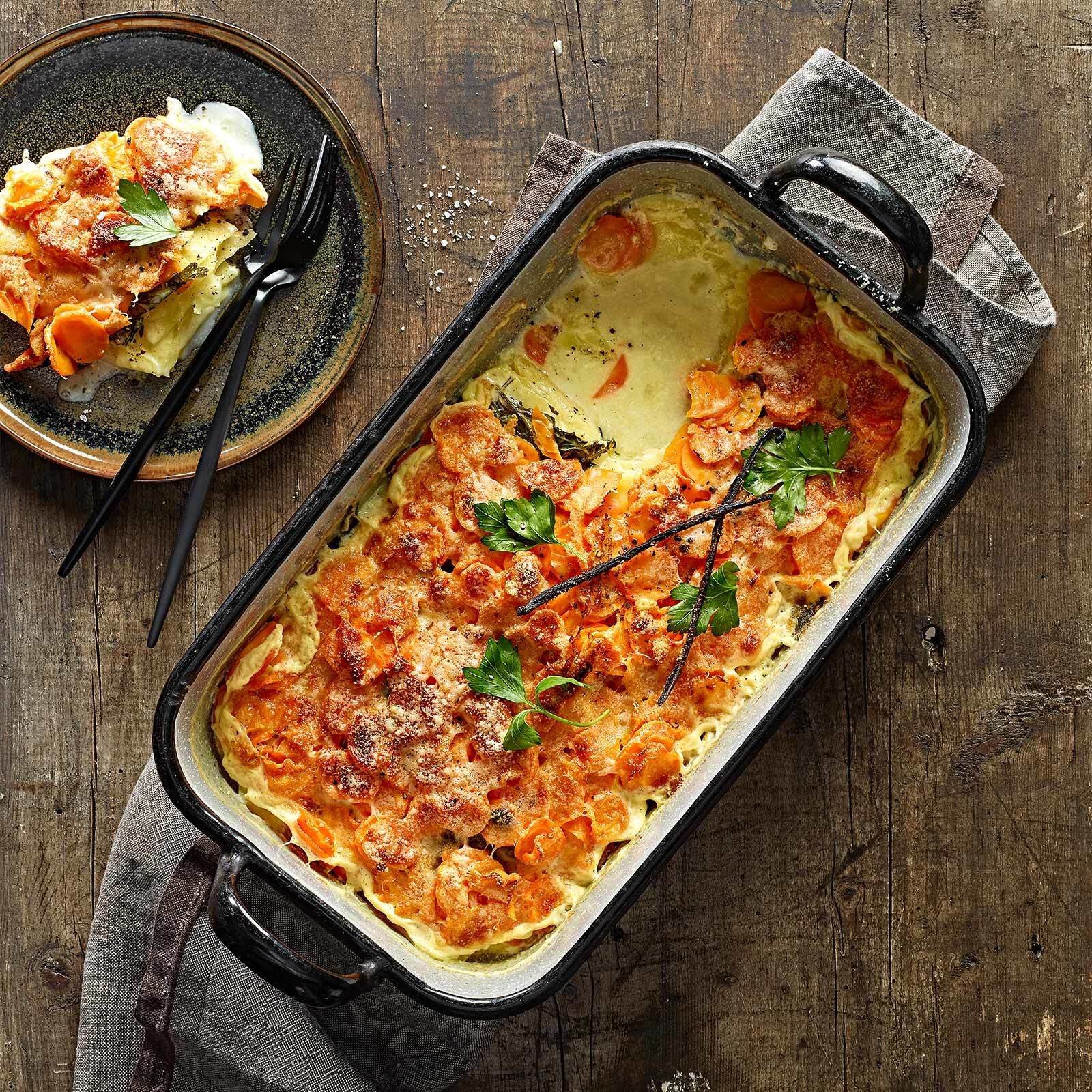 Rüebli-Kartoffel-Gratin