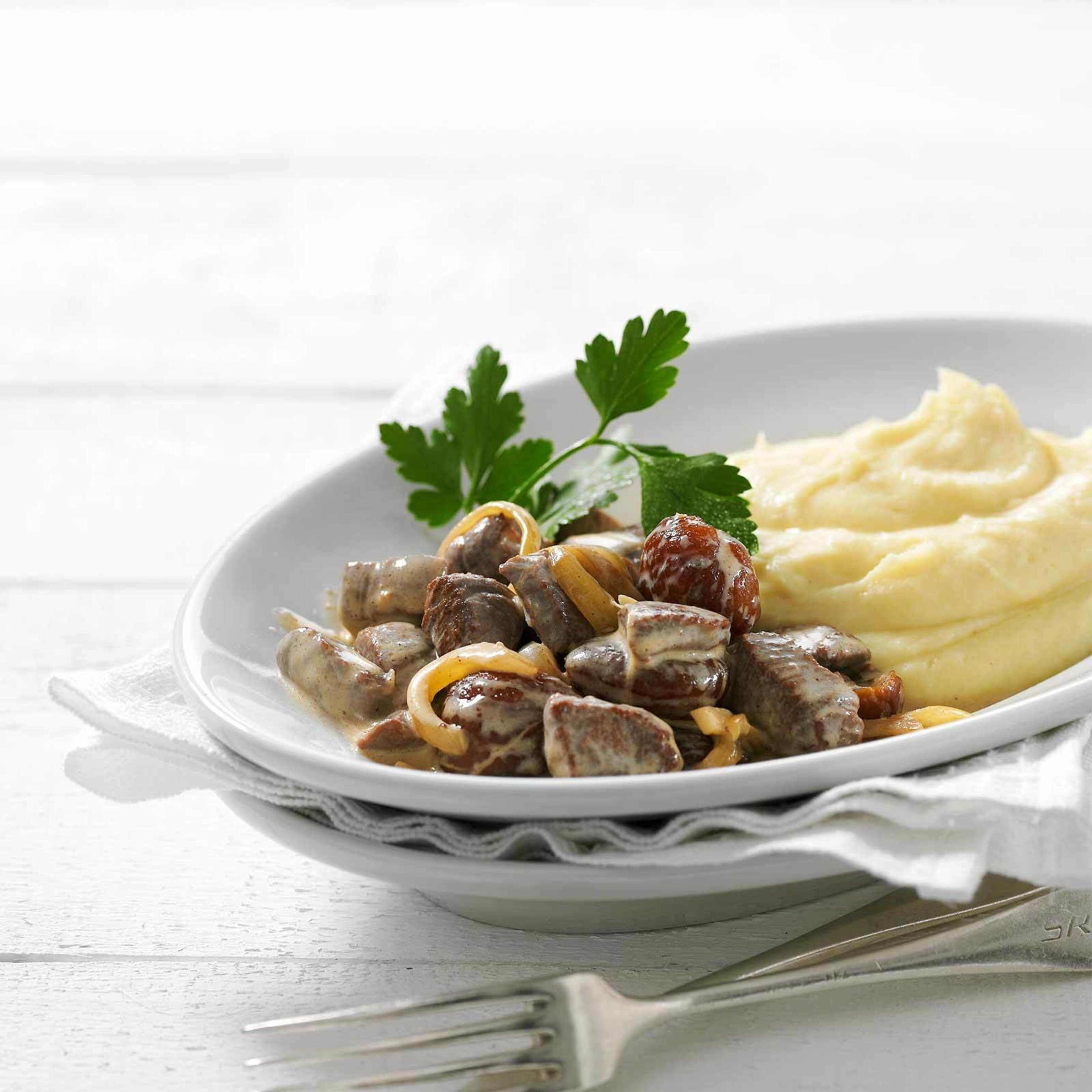 Rehgeschnetzeltes mit Marroni