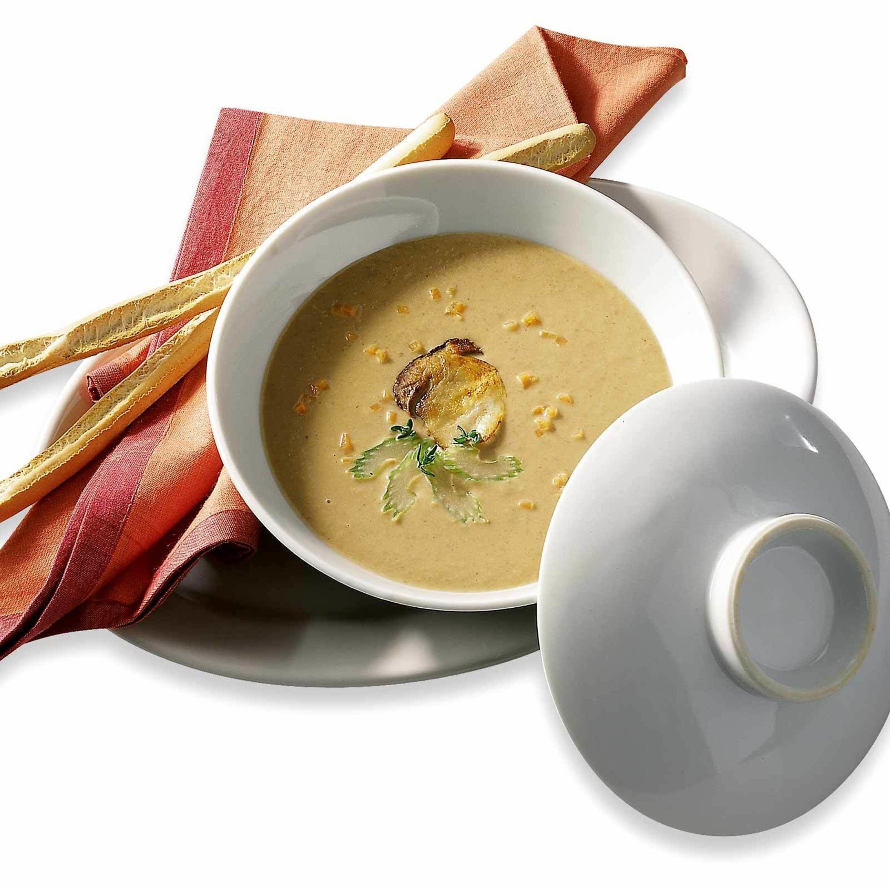 Pilzrahmsüppchen mit Kichererbsen