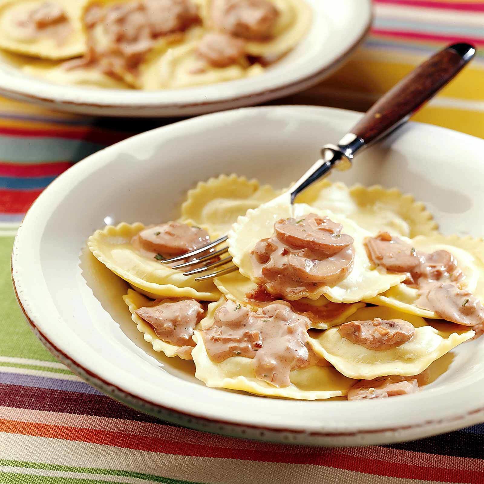 Reh-Tortelli mit Champignons
